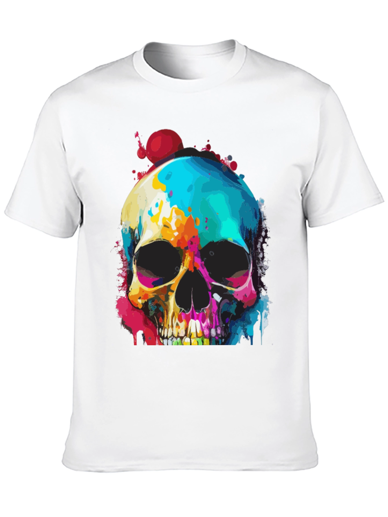 Black Vibrant Skull Graphic Tee - Men's Black T-Shirt view 10