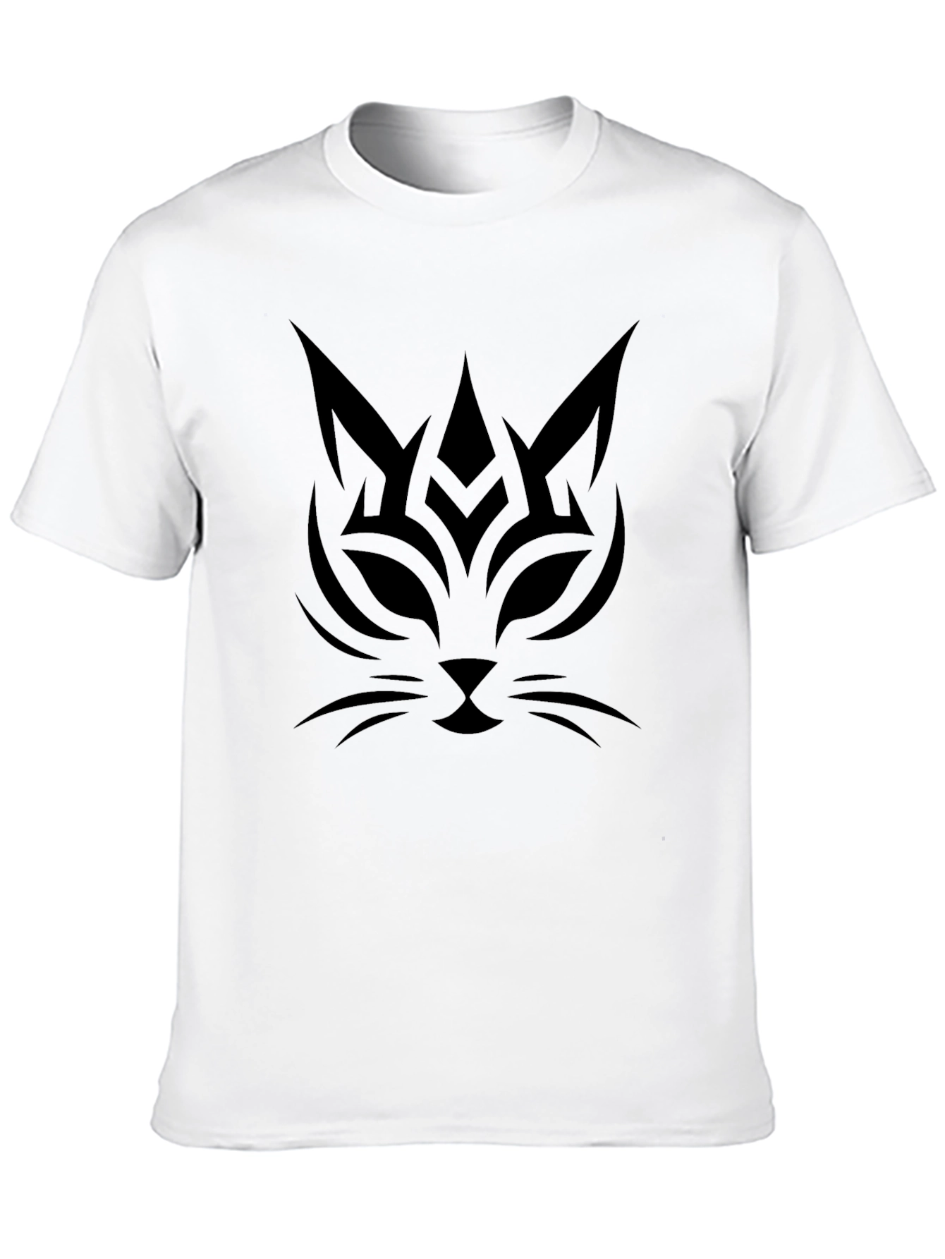 Black Tribal Cat Graphic Tee - Black Cotton Comfort view 10