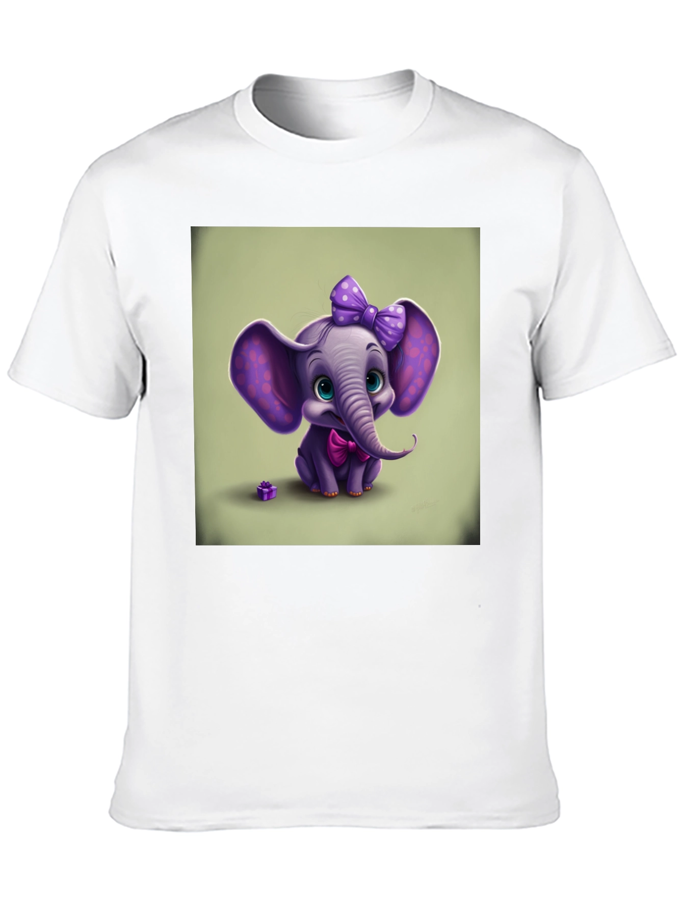 Black Cute Elephant Graphic Tee - Black Cotton Shirt view 10