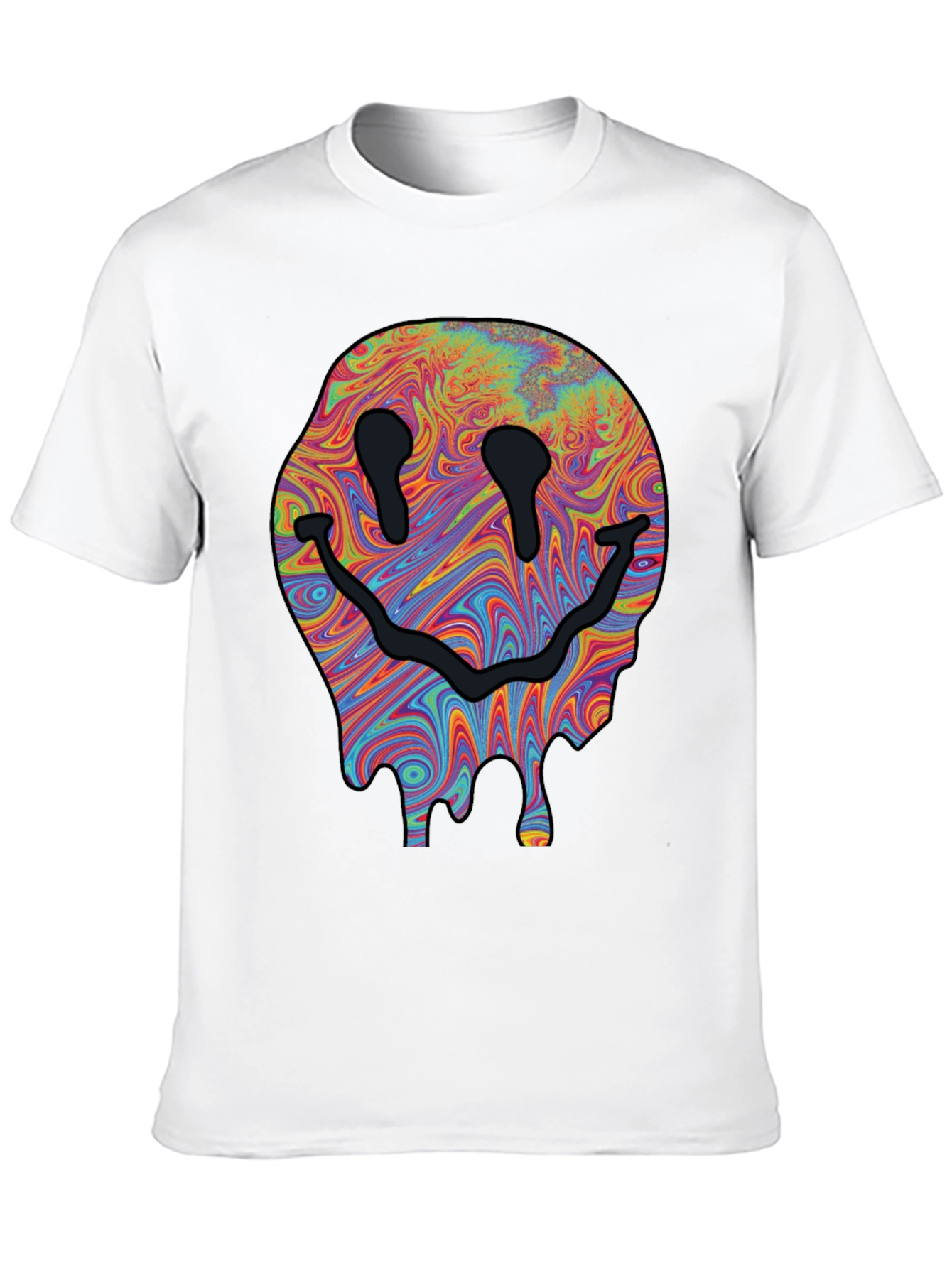 Black Melting Smiley Face Graphic Tee - Black view 10