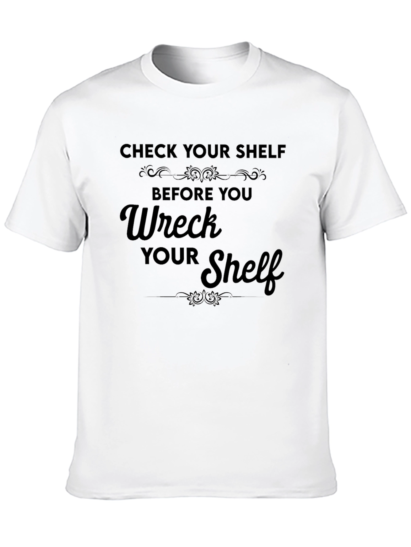 Black Check Your Shelf T-Shirt - Funny Pun Tee view 10