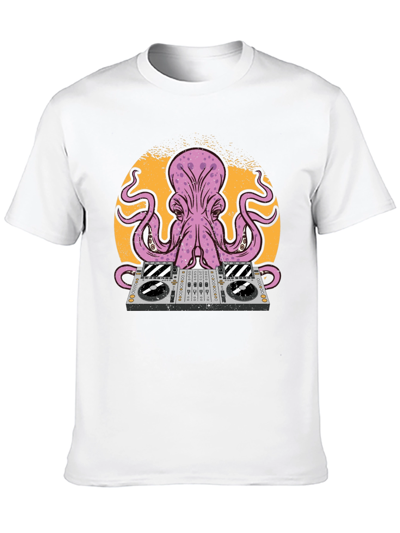 Black DJ Octopus Graphic Tee - Black Cotton T-Shirt view 10