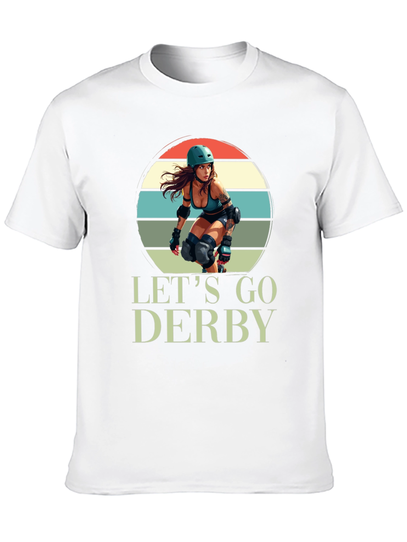 Black Let's Go Derby T-Shirt Roller Girl Retro Style view 10