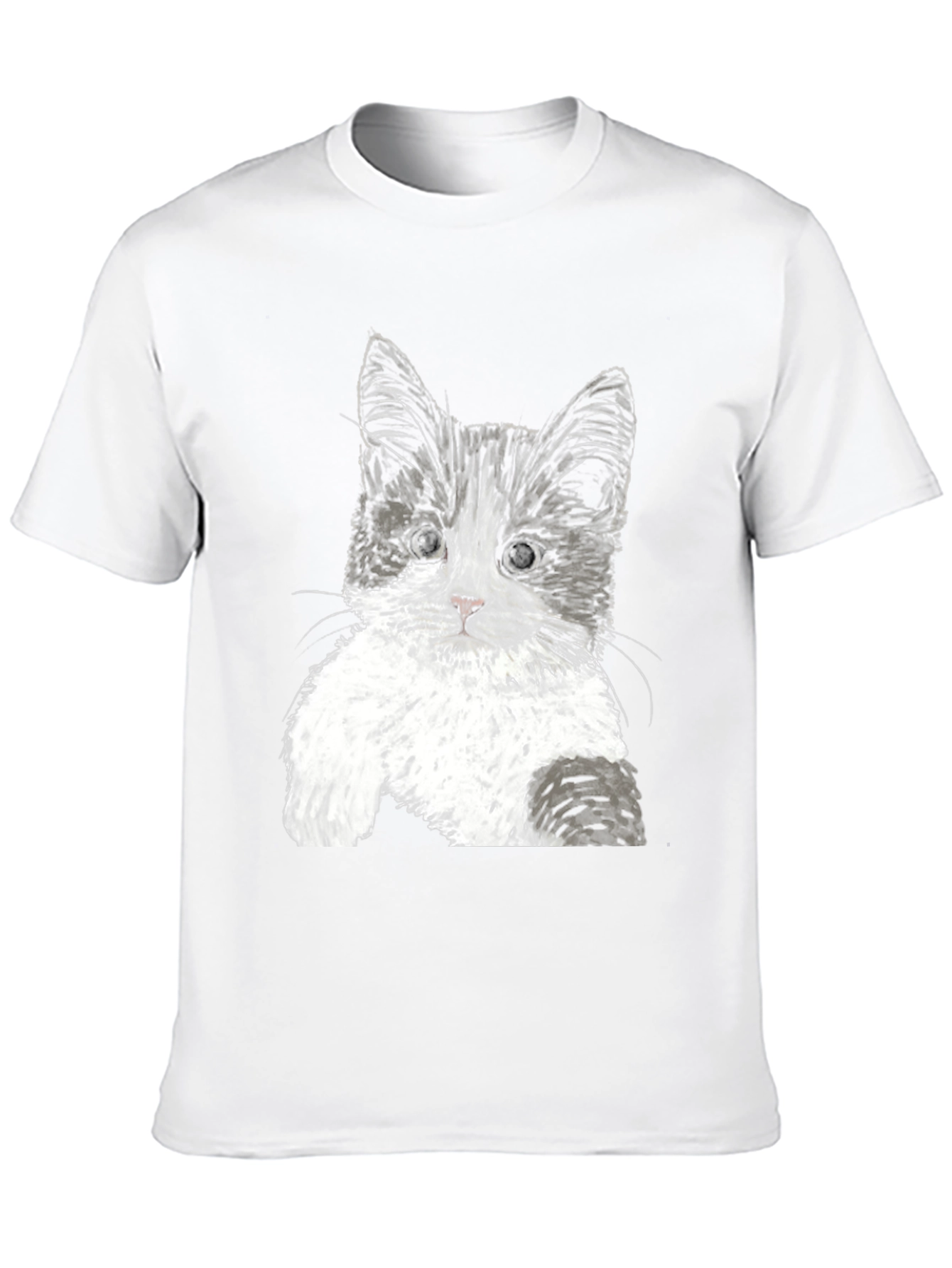 Black Cute Kitten Graphic Tee - Black Cotton T-Shirt view 10