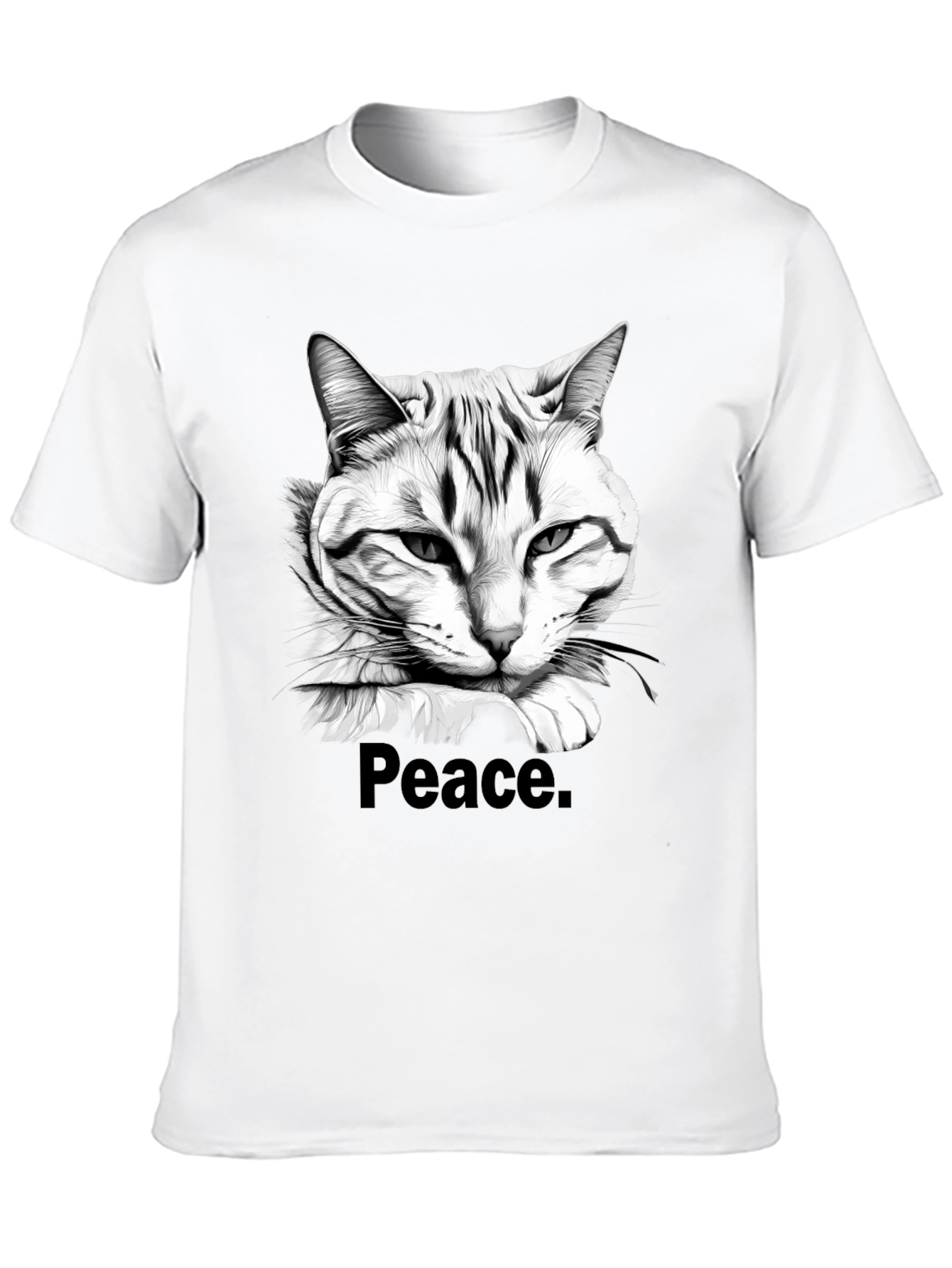Black Peace Cat Graphic Tee - Men's Black T-Shirt view 10