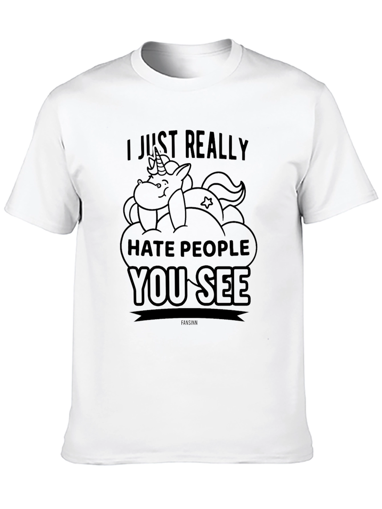 Black Funny Unicorn Hate People Graphic T-Shirt view 10