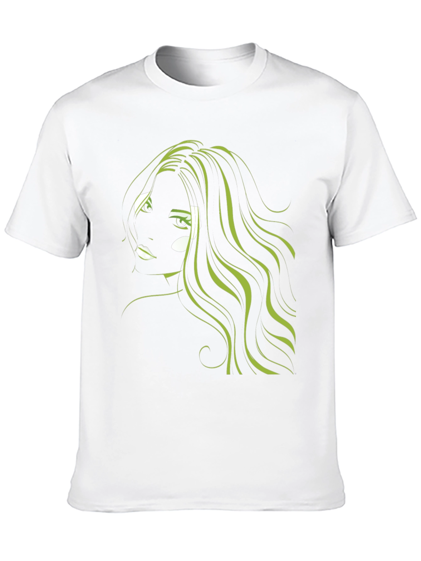 Black Graphic T-Shirt: Green Hair Anime Style view 10