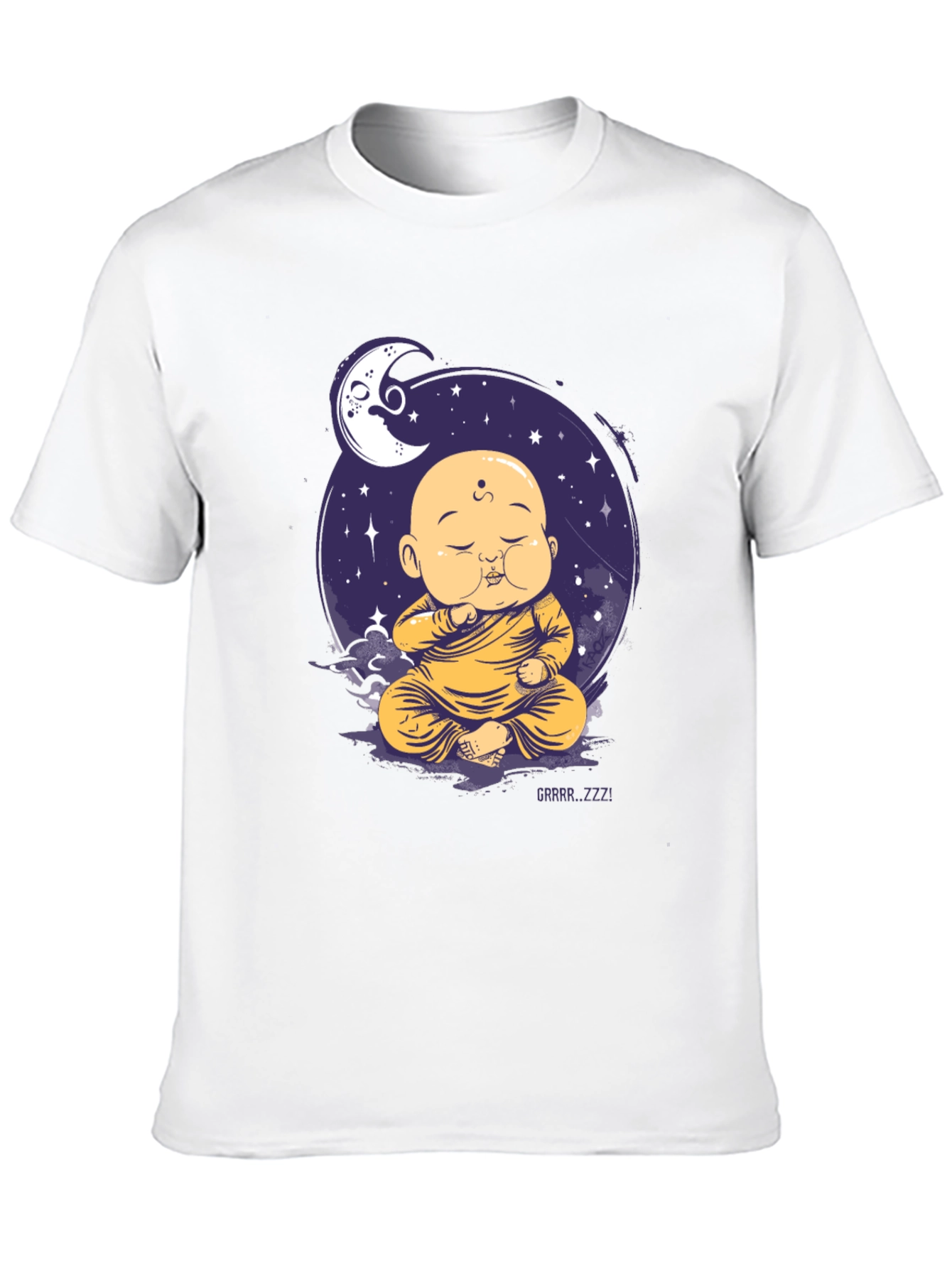 Black Zen Monk Moon T-Shirt - Sleepy Buddha Design view 10