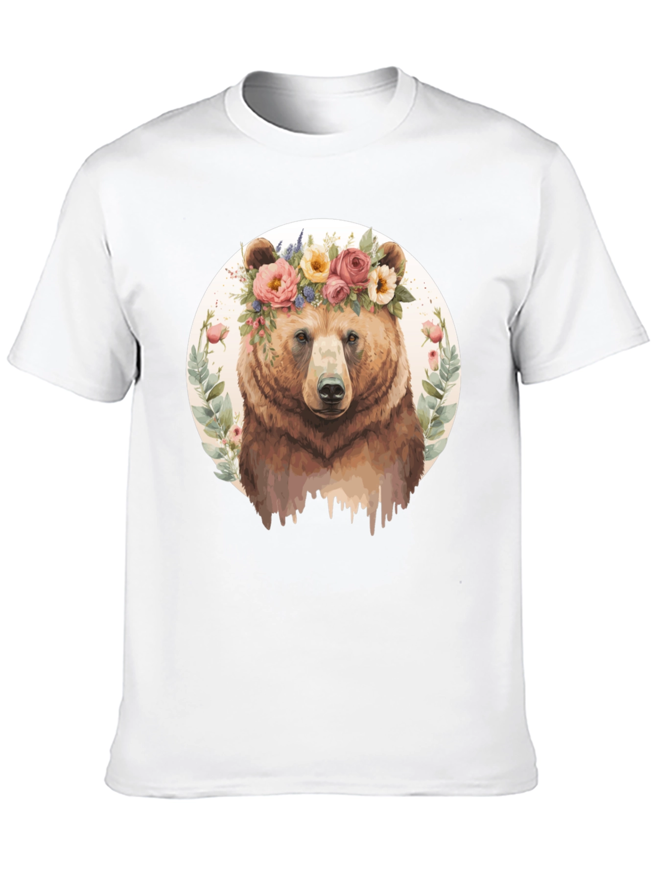 Black Floral Bear Graphic Tee - Men's Black T-Shirt view 10