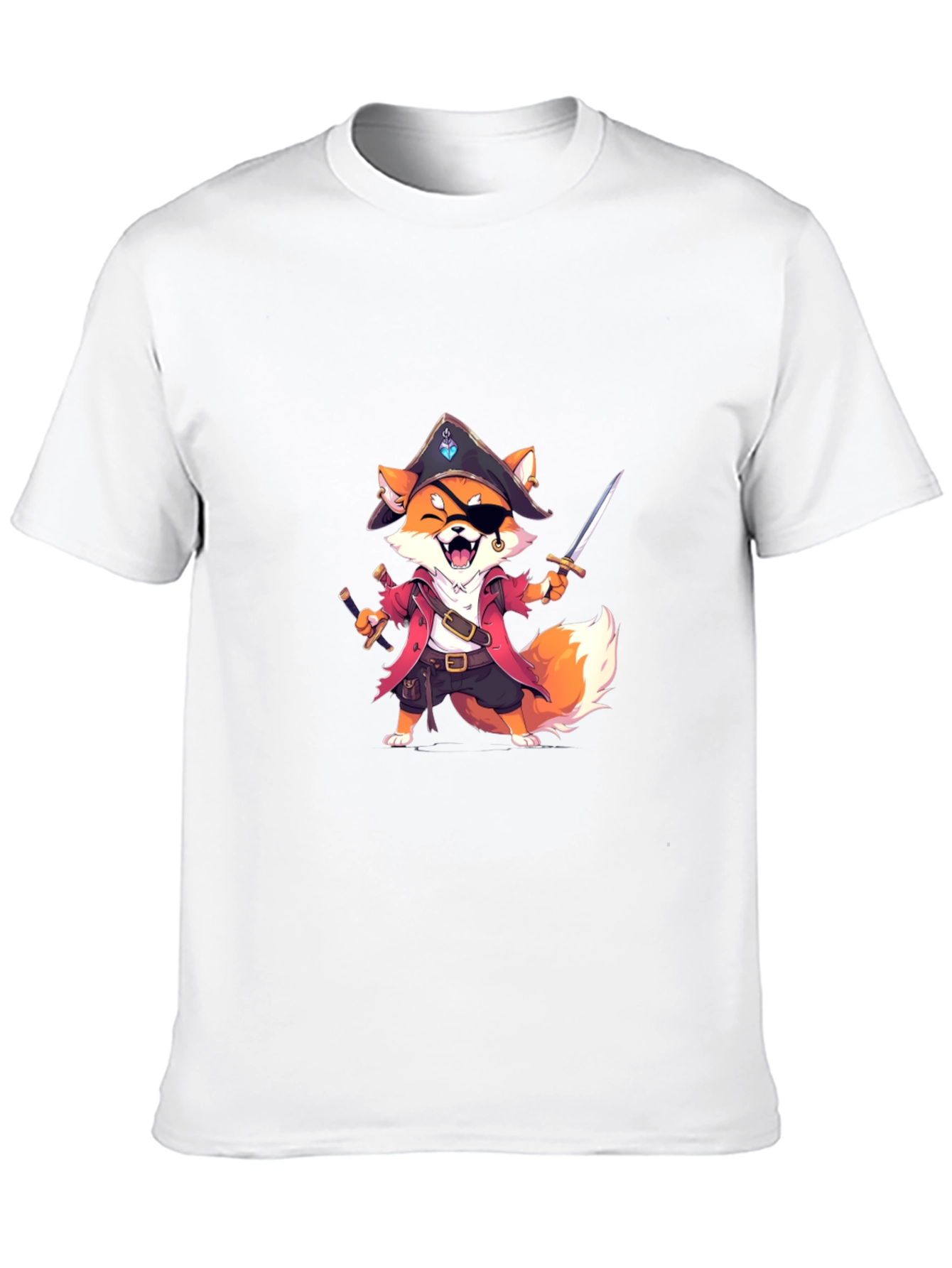 Black Pirate Fox Graphic Tee - Soft Cotton Blend view 10