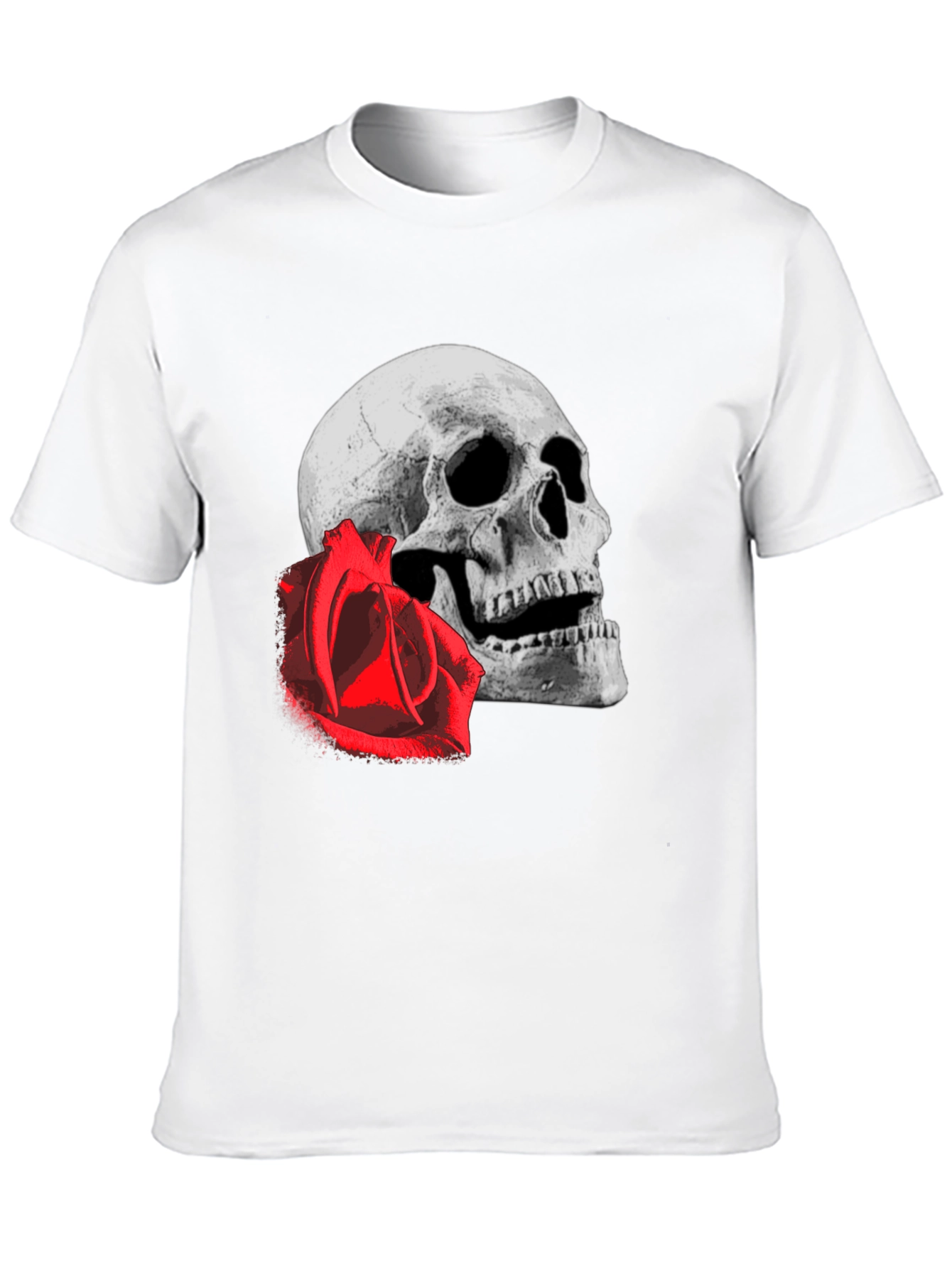 Black Skull & Rose Graphic Tee - Edgy Black T-Shirt view 10