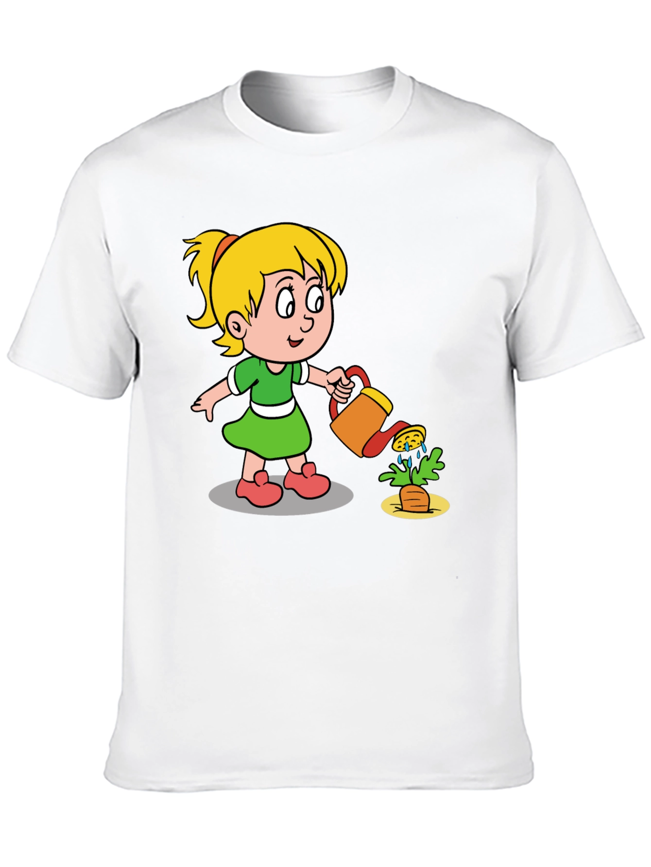 Black Cartoon Girl Gardening T-Shirt view 10