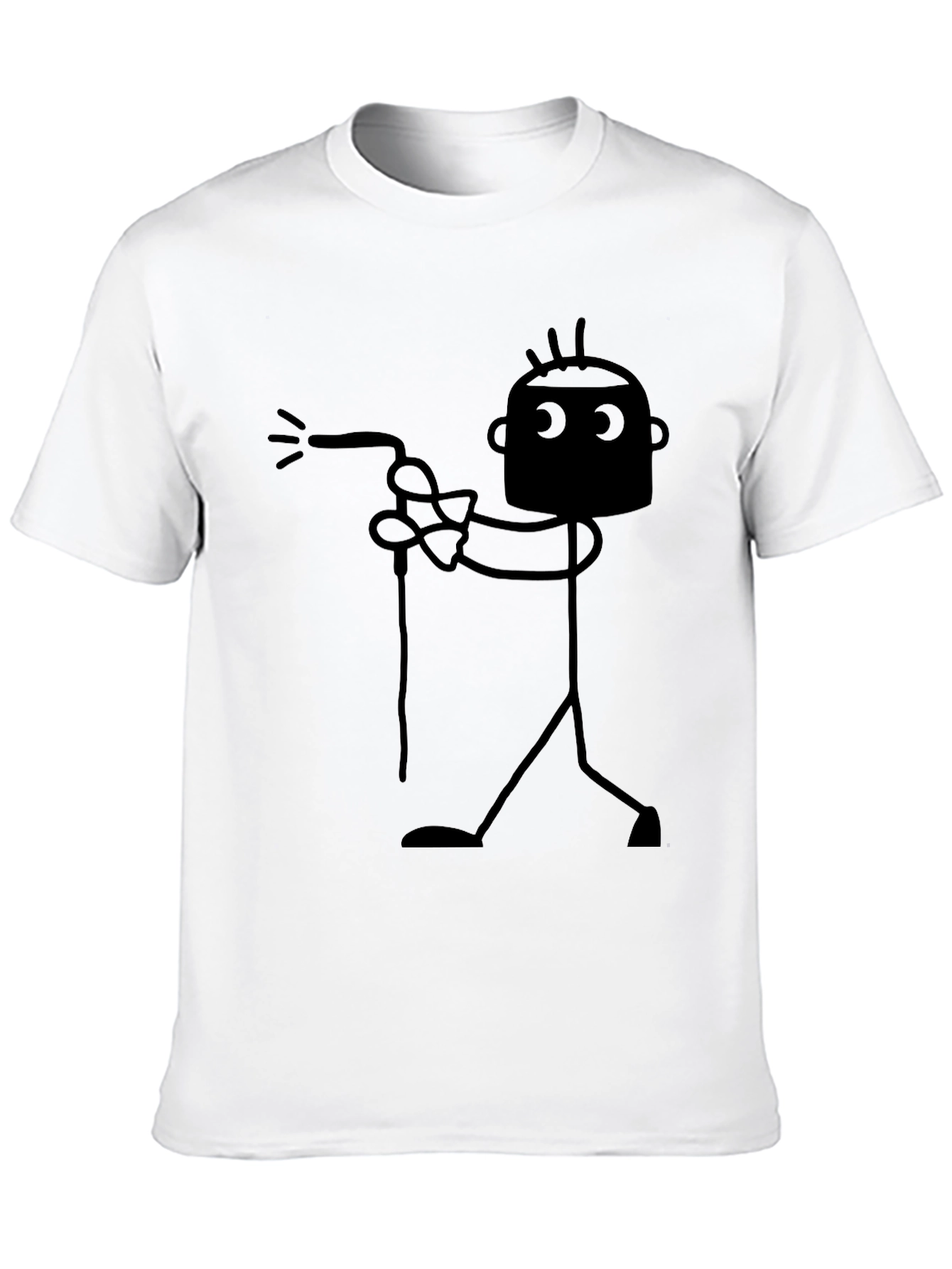 Black Funny Welder Stick Figure Black T-Shirt view 10