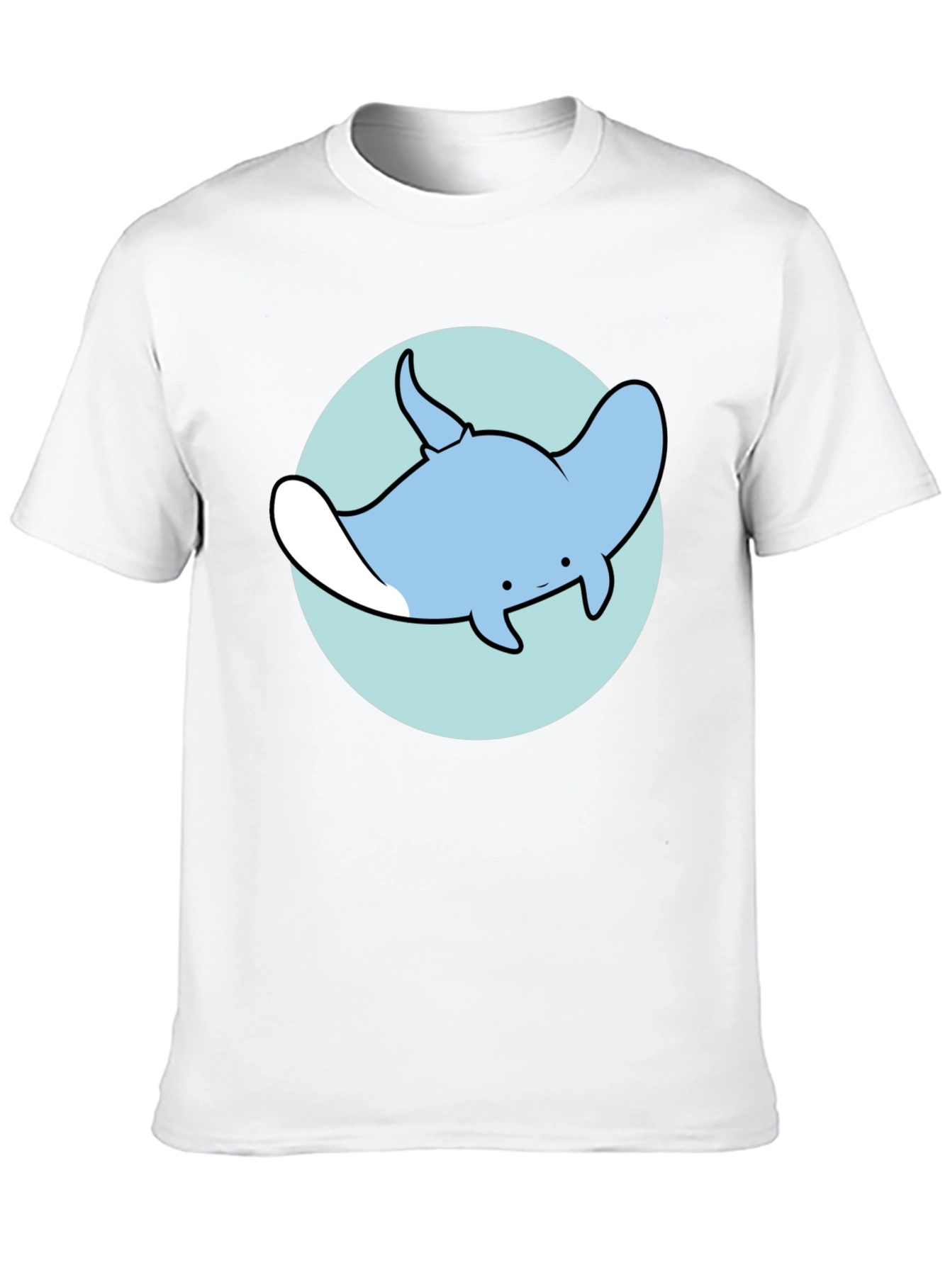 Black Cartoon Manta Ray Graphic Tee - Casual Black T-Shirt view 10