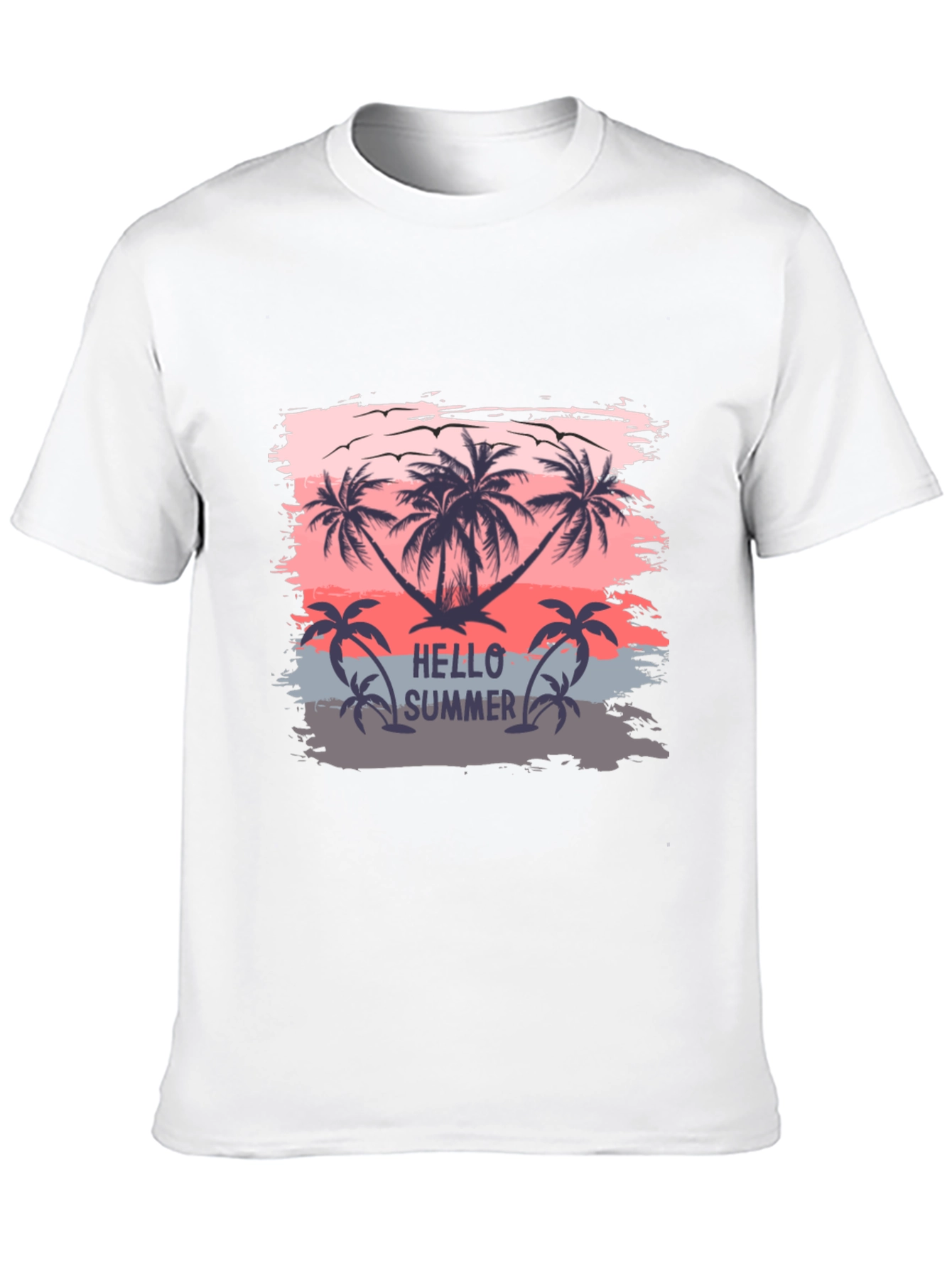 Black Hello Summer Palm Tree T-Shirt view 10