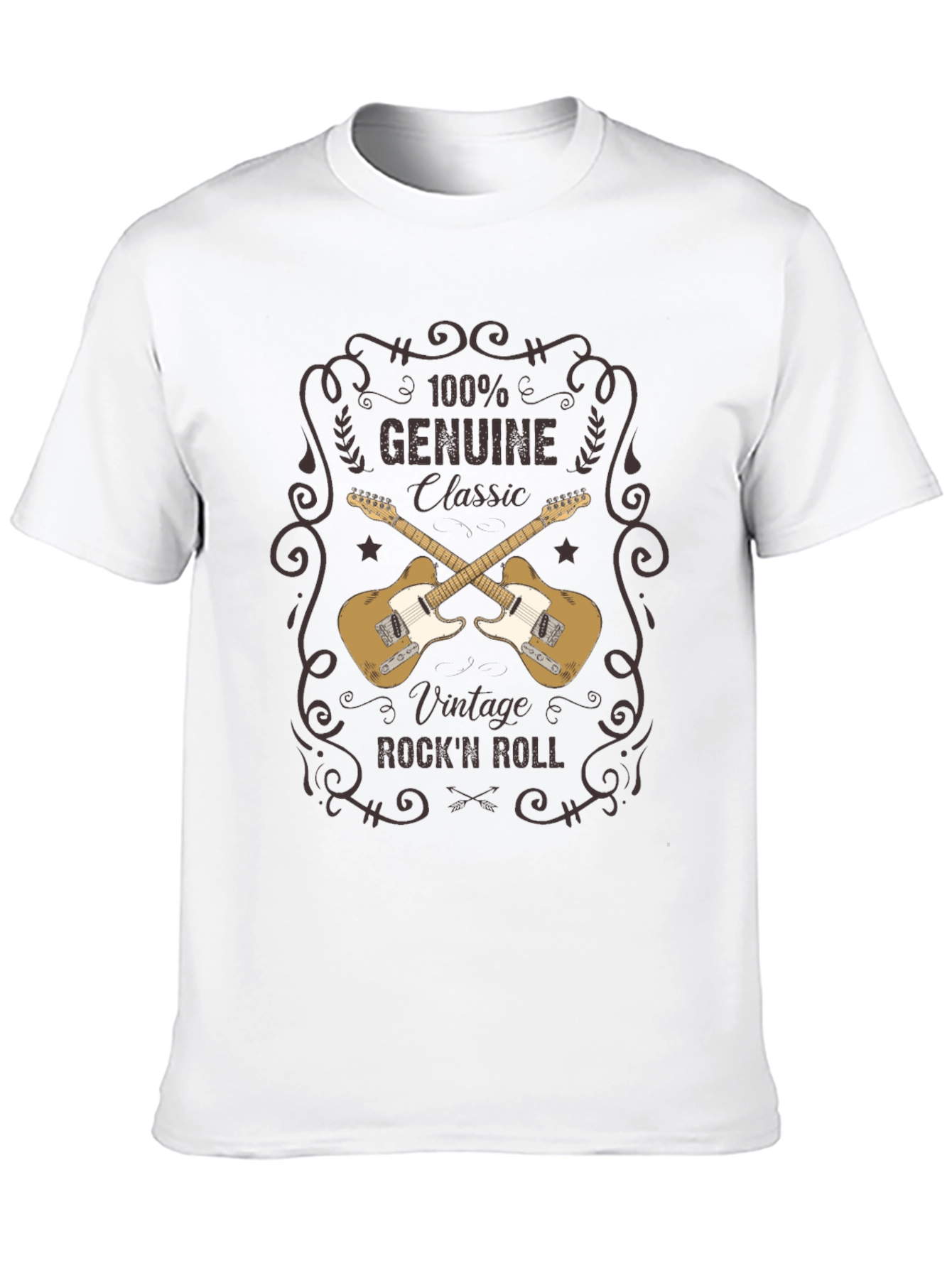 Black Vintage Rock'n'Roll Guitar T-Shirt view 10