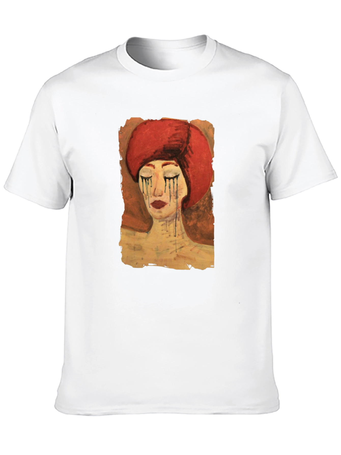 Black Artistic Woman Graphic Tee - Black Casual T-Shirt view 10