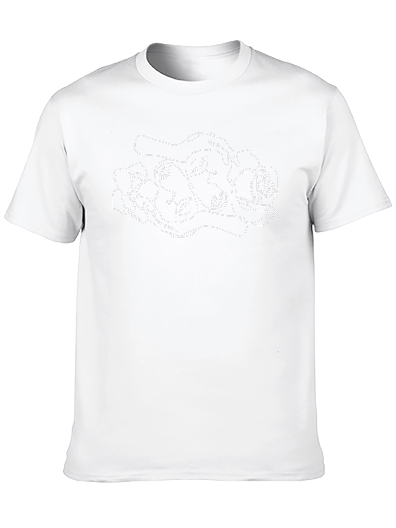 Abstract Face & Floral Graphic Tee - Black - 10