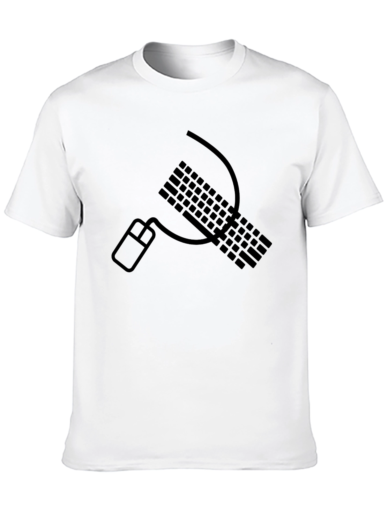 Black Funny Keyboard Hammer and Mouse Sickle T-Shirt view 10