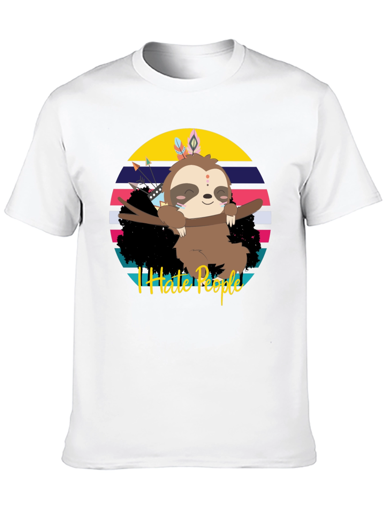 Black I Hate People Sloth Graphic Tee view 10
