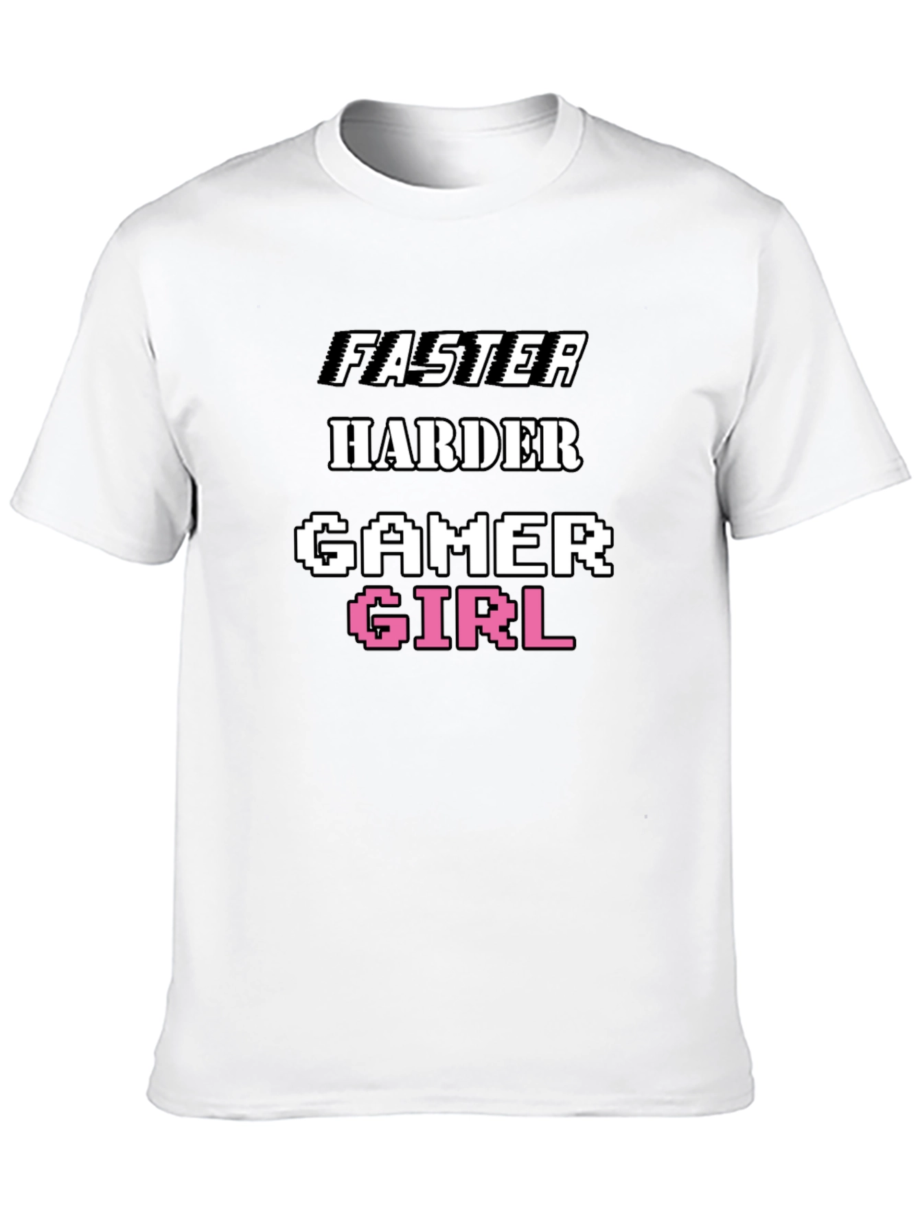 Black Faster Harder Gamer Girl Tee - Black Cotton T-Shirt view 10
