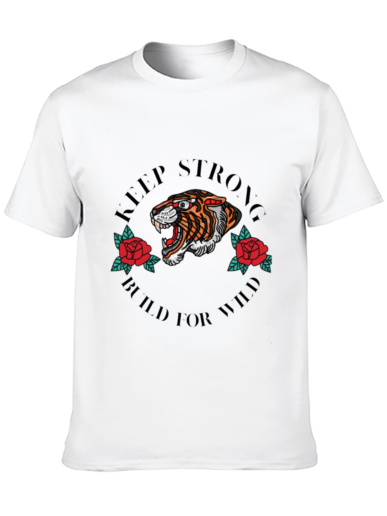 Black Keep Strong Tiger Graphic Black T-Shirt view 10