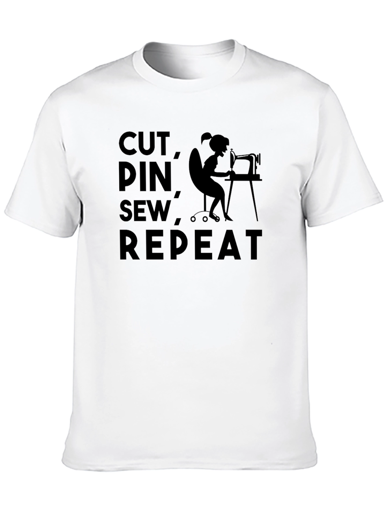 Black Cut Pin Sew Repeat T-Shirt - Sewing Lover's Tee view 10