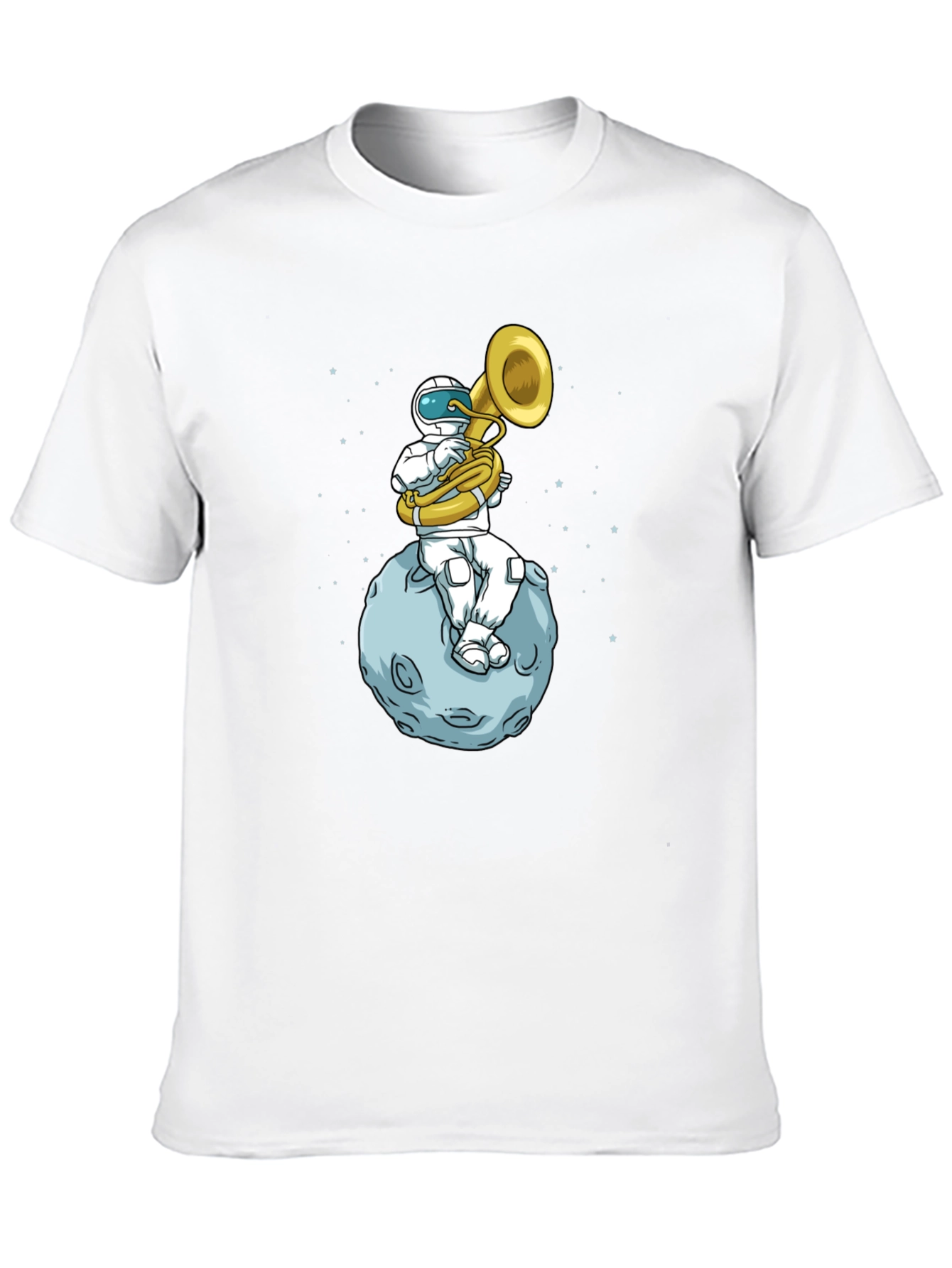 Black Astronaut Tuba Player on Moon T-Shirt view 10
