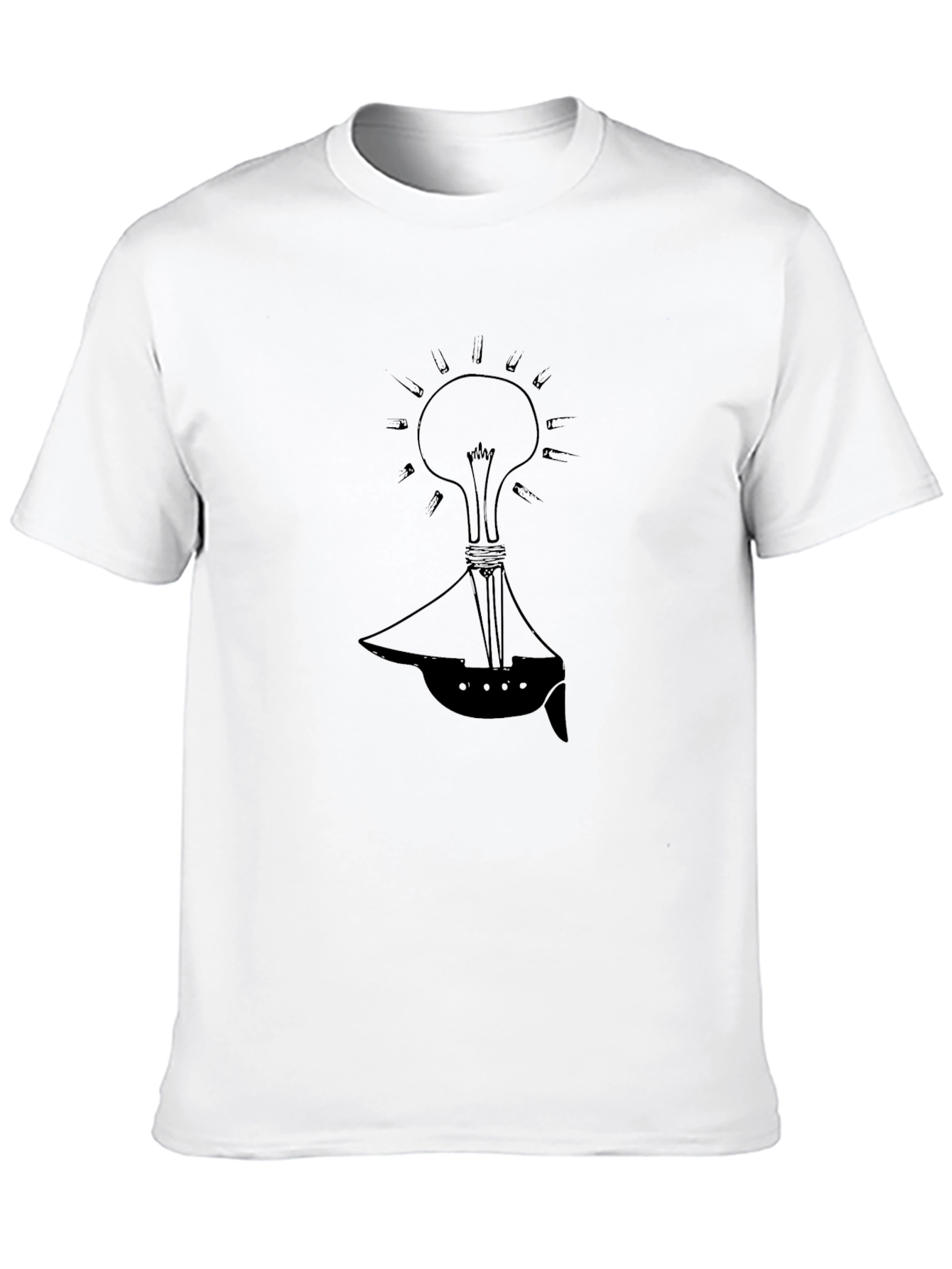 Black Nautical Idea Tee: Light Bulb Boat Design view 10