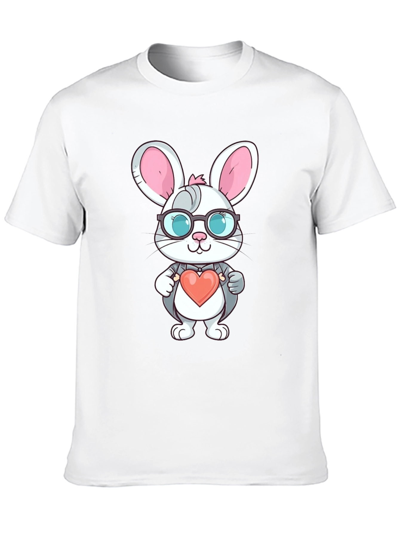 Cute Bunny Heart Valentine's Black T-Shirt - 10