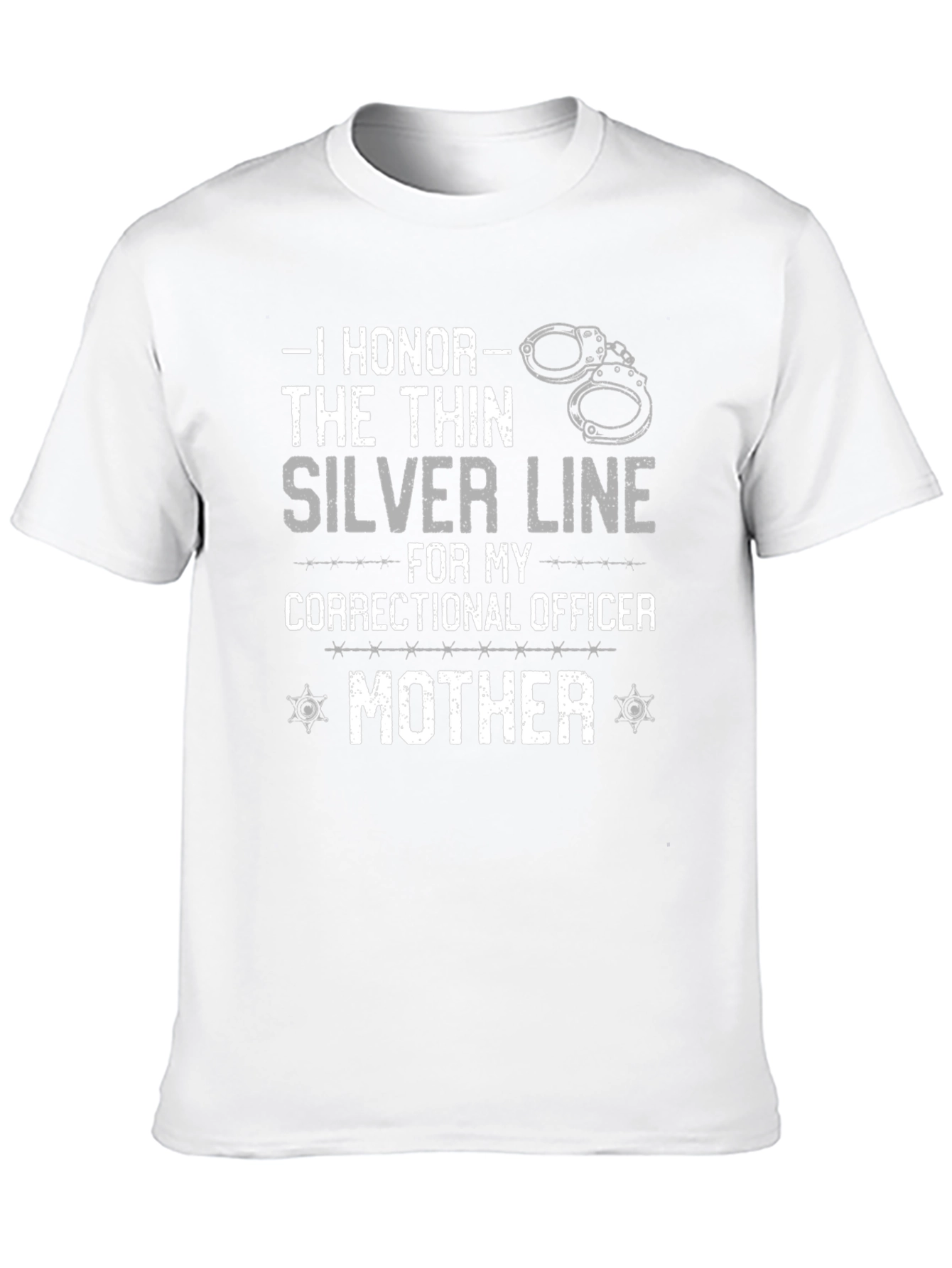 Black Correctional Officer Mom T-Shirt - Silver Line view 10