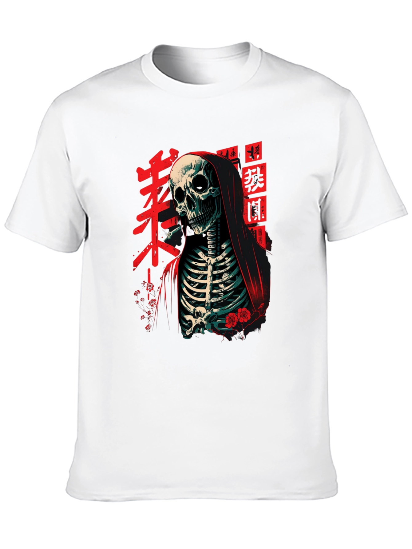 Black Grim Reaper Tee - Japanese Skeleton Graphic T-Shirt view 10