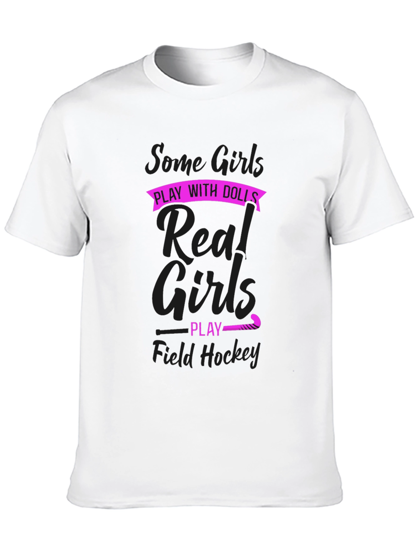 Black Field Hockey Girl's T-Shirt - Some Girls Play with Dolls view 10