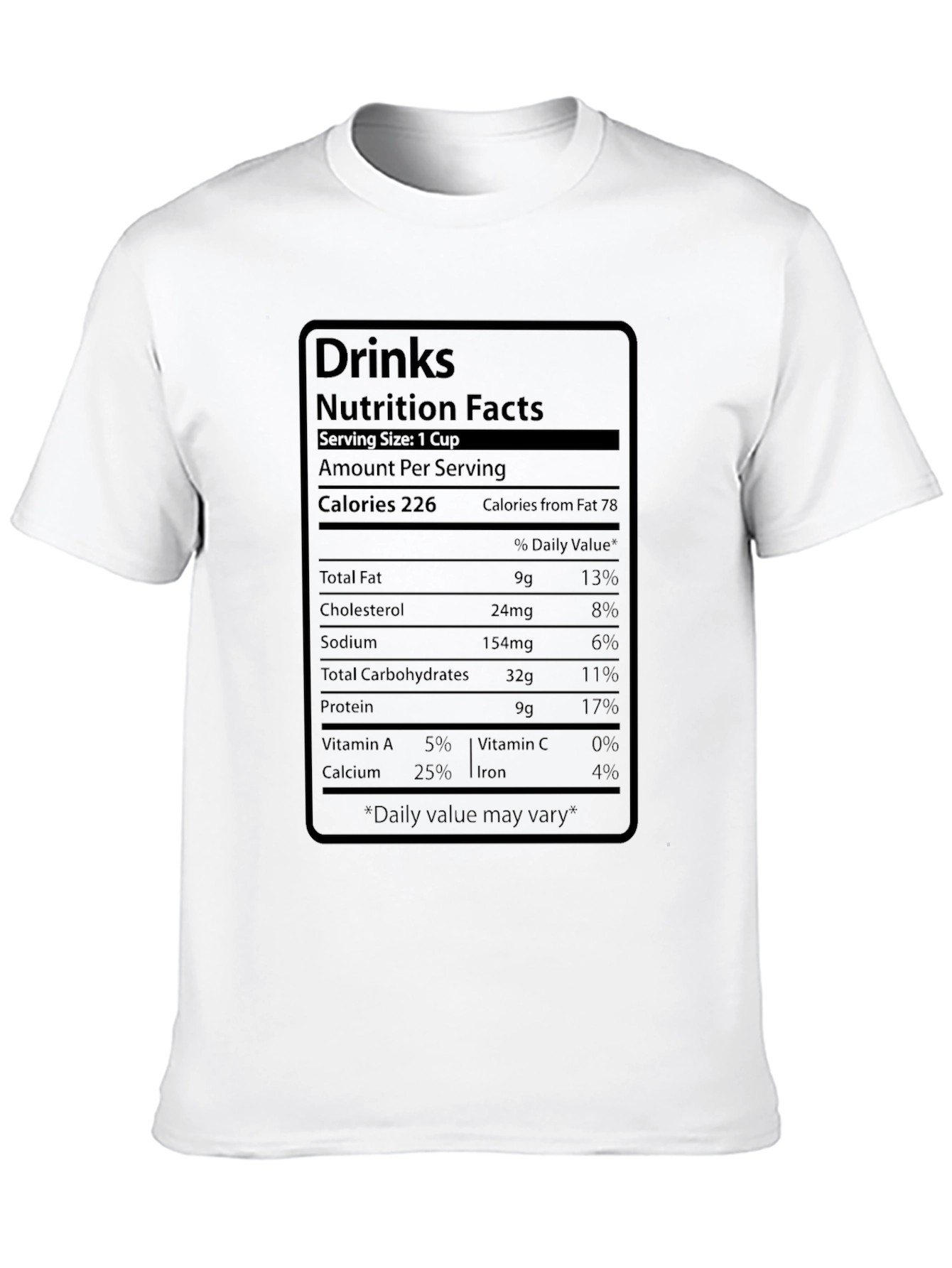 Black Nutrition Facts Drink T-Shirt view 10