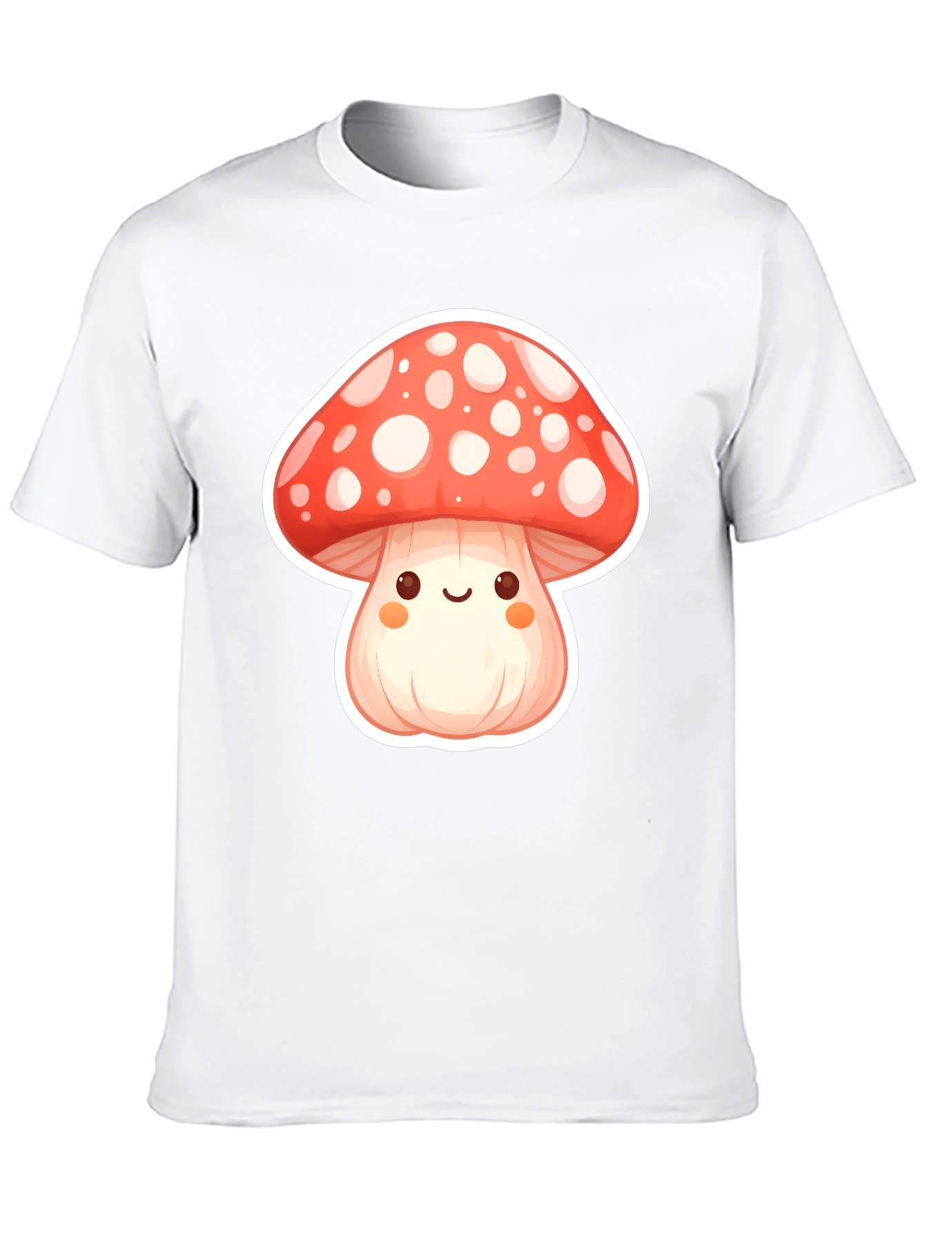 Black Cute Mushroom Graphic Tee - Soft Black Cotton T-Shirt view 10