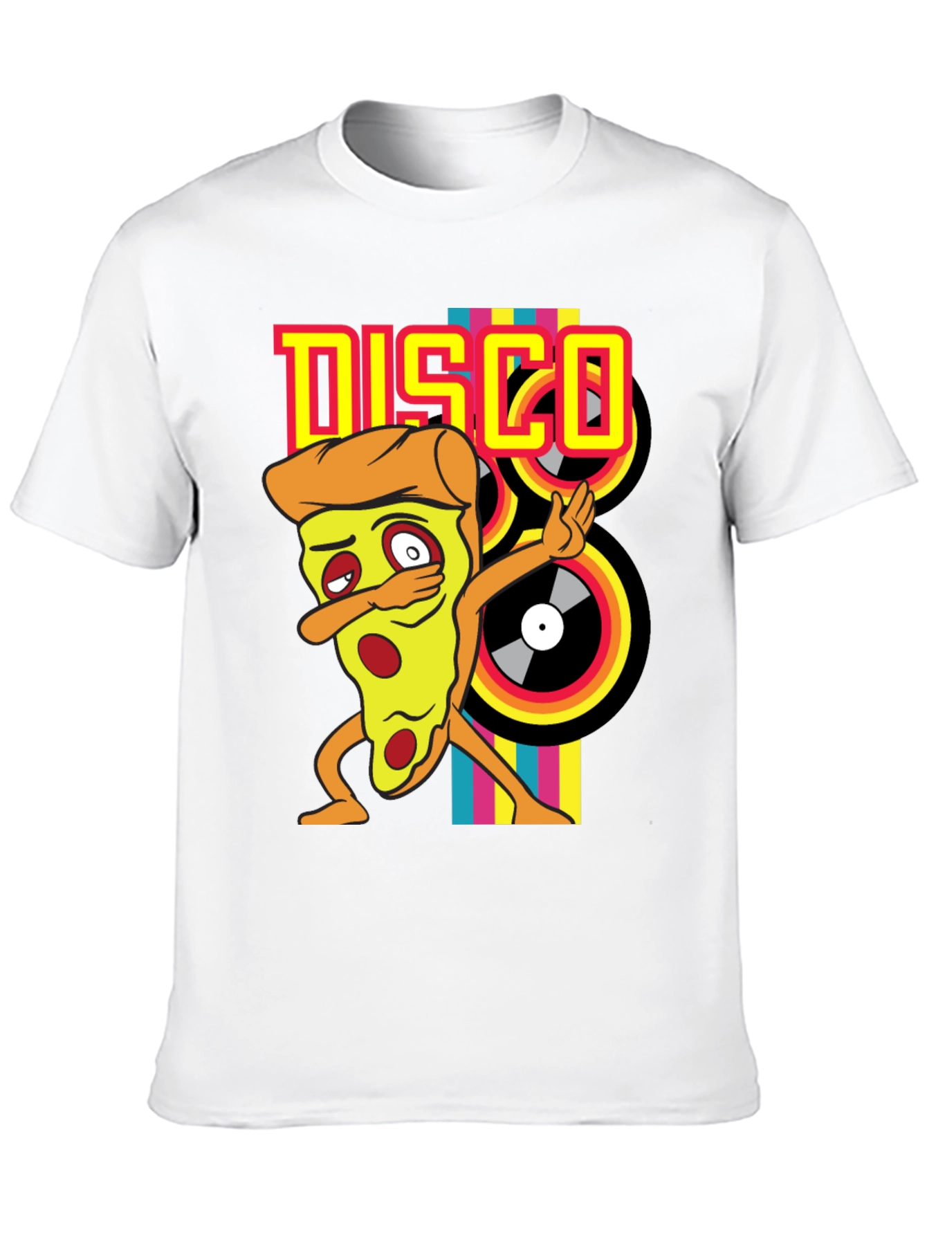 Black Disco Pizza T-Shirt - Unique Graphic Tee view 10
