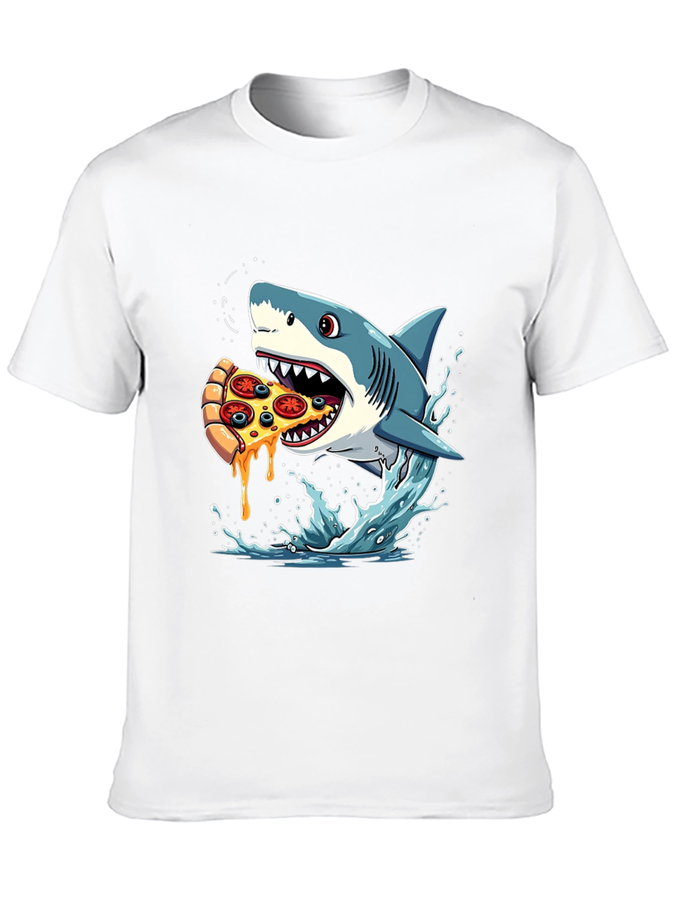 Black Shark Pizza T-Shirt Funny Graphic Tee view 10