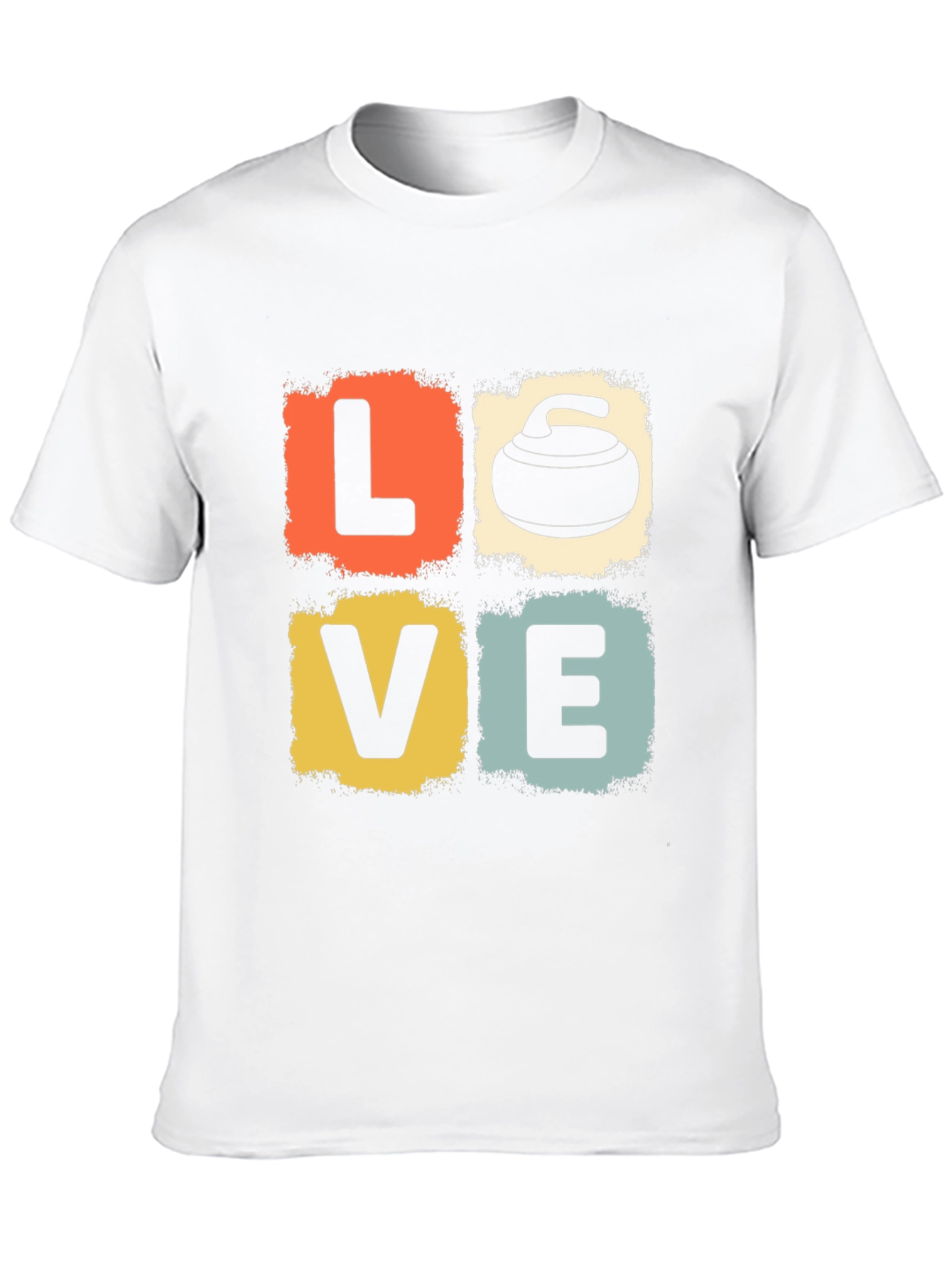 Black LOVE Curling Stone Retro Graphic T-Shirt view 10