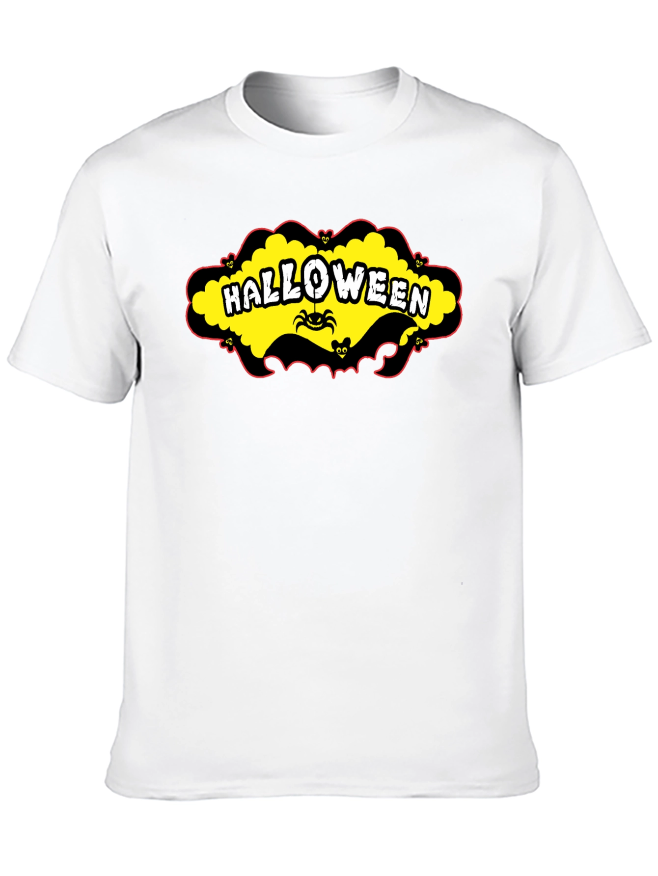 Black Halloween T-Shirt - Spooky Spider & Bats Design view 10