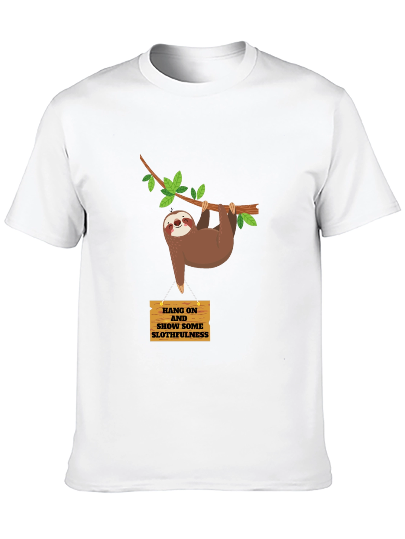 Black Funny Sloth T-Shirt - Hang On, Show Some Slothfulness view 10