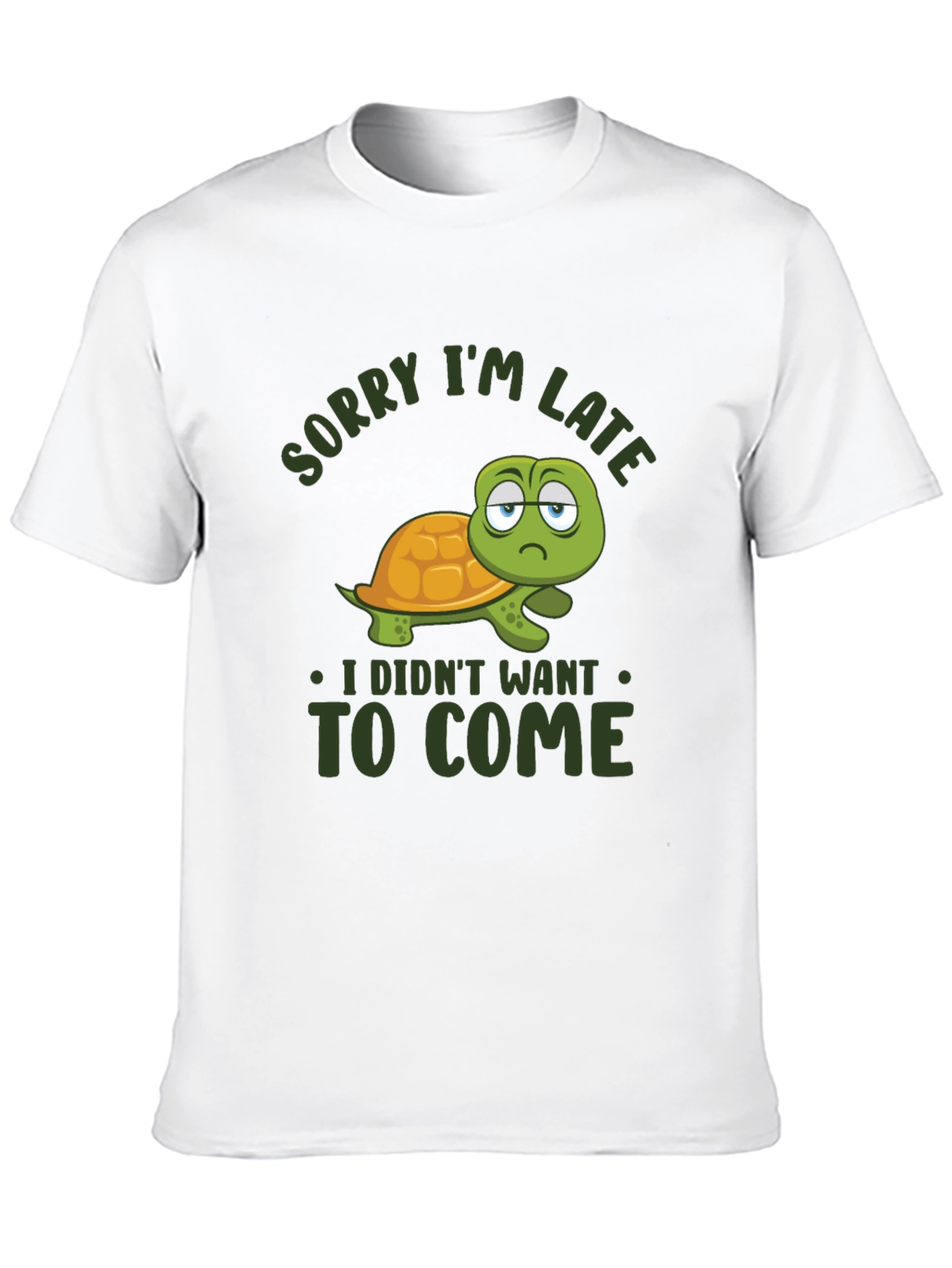 Black Funny Turtle Sorry I'm Late Graphic T-Shirt view 10