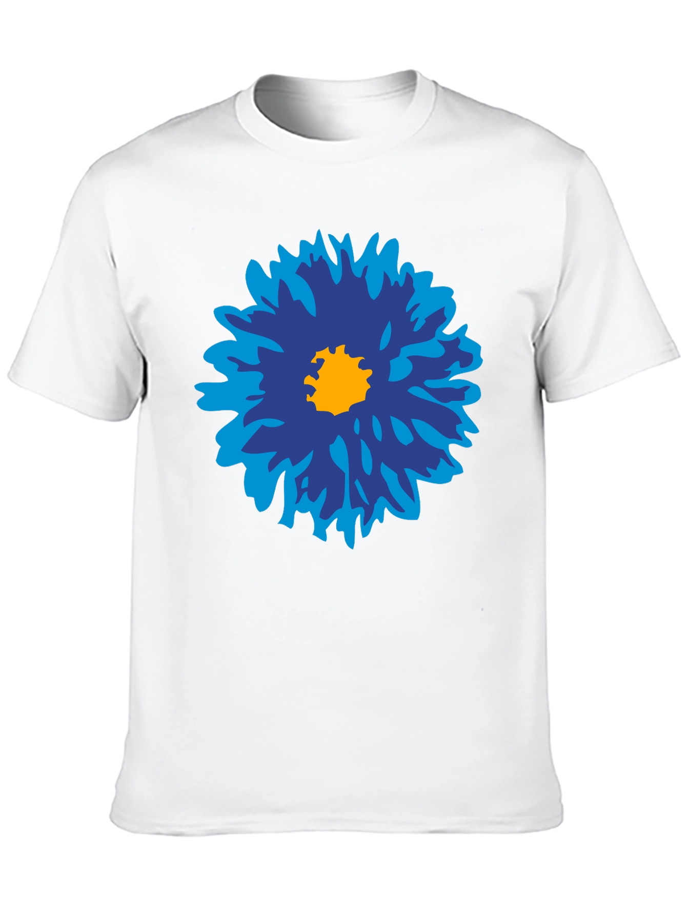 Black Blue Flower Graphic Tee - Men's Black Cotton T-Shirt view 10