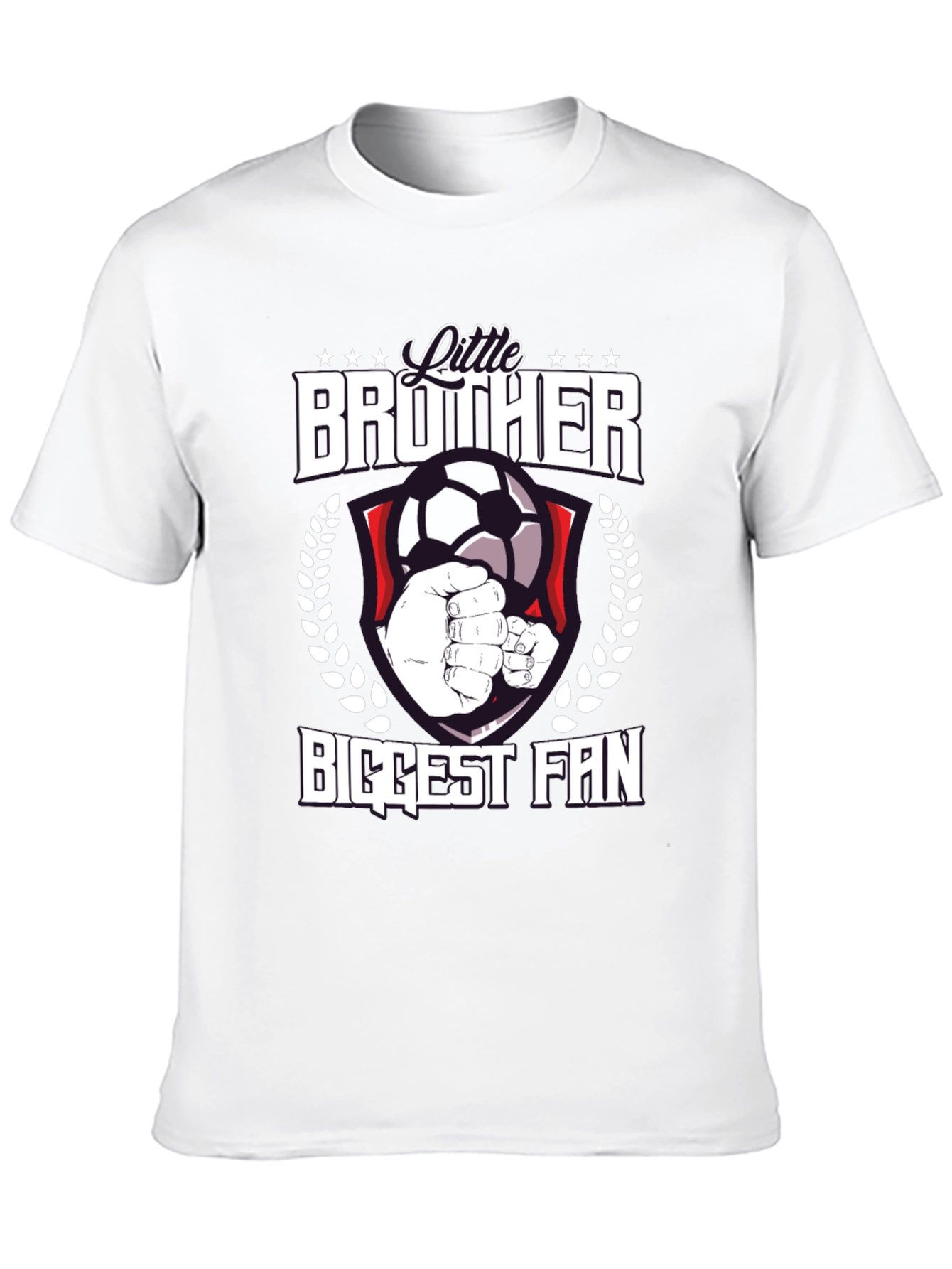 Black Little Brother Biggest Fan Soccer T-Shirt view 10