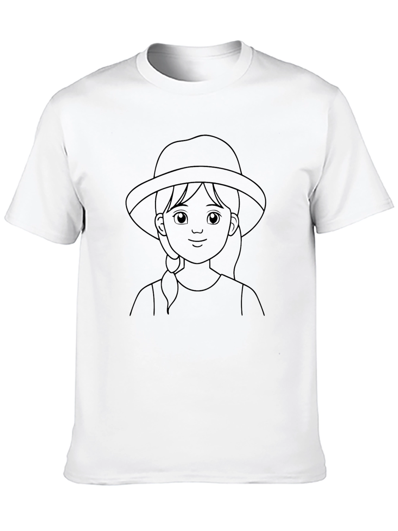 Black Cartoon Girl Hat Black T-Shirt view 10