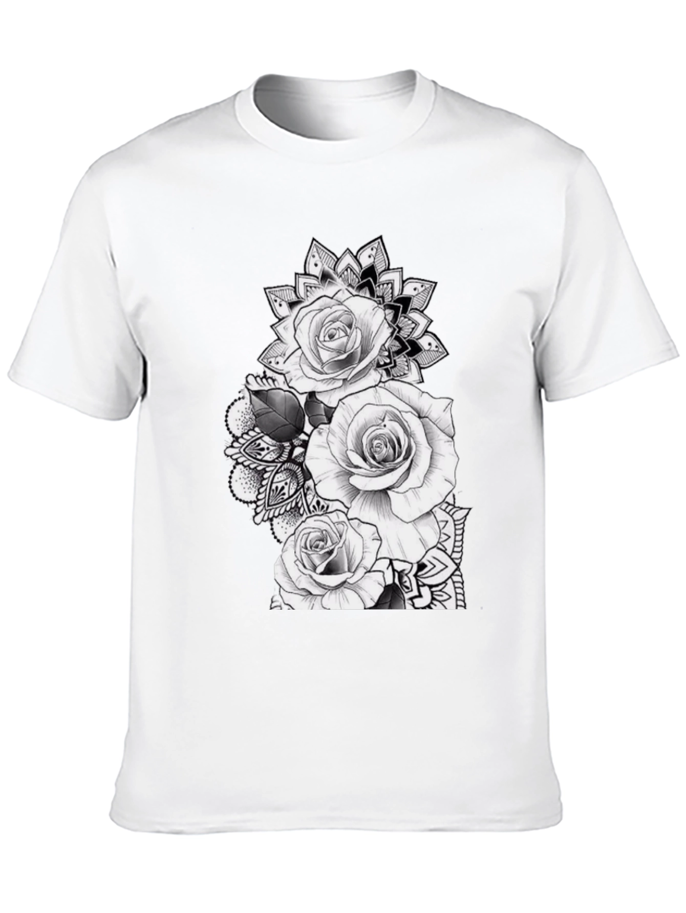 Black Black Rose Mandala Graphic Tee view 10
