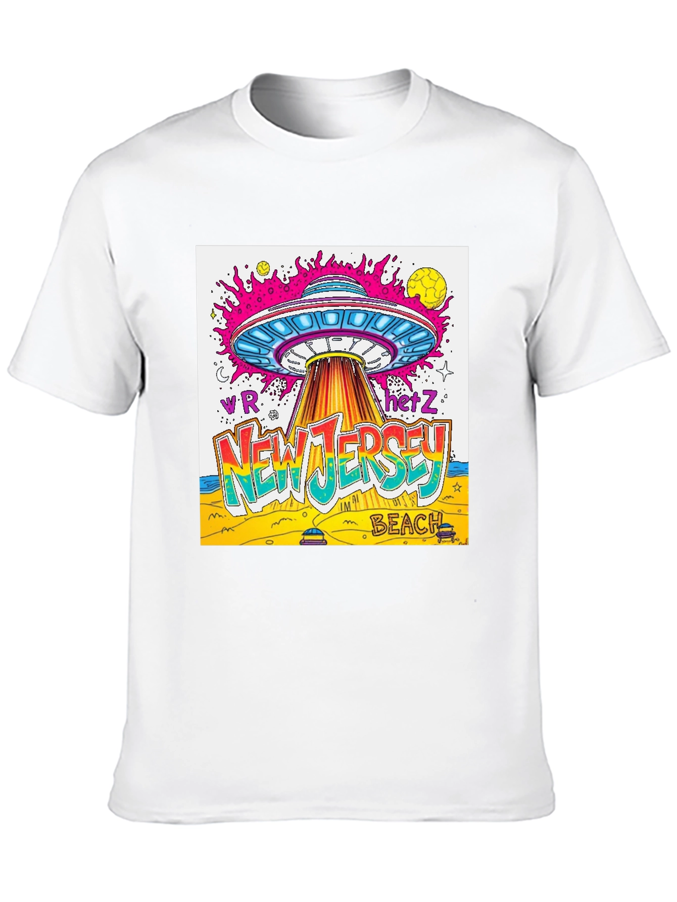 Black New Jersey Beach UFO Graphic T-Shirt view 10