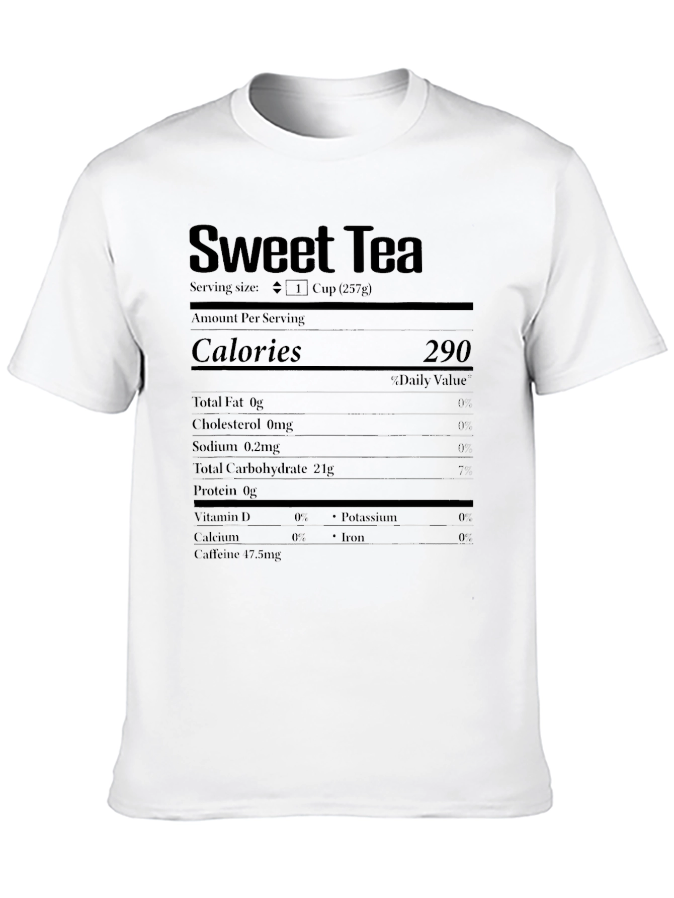 Black Sweet Tea Nutrition Facts Novelty T-Shirt view 10