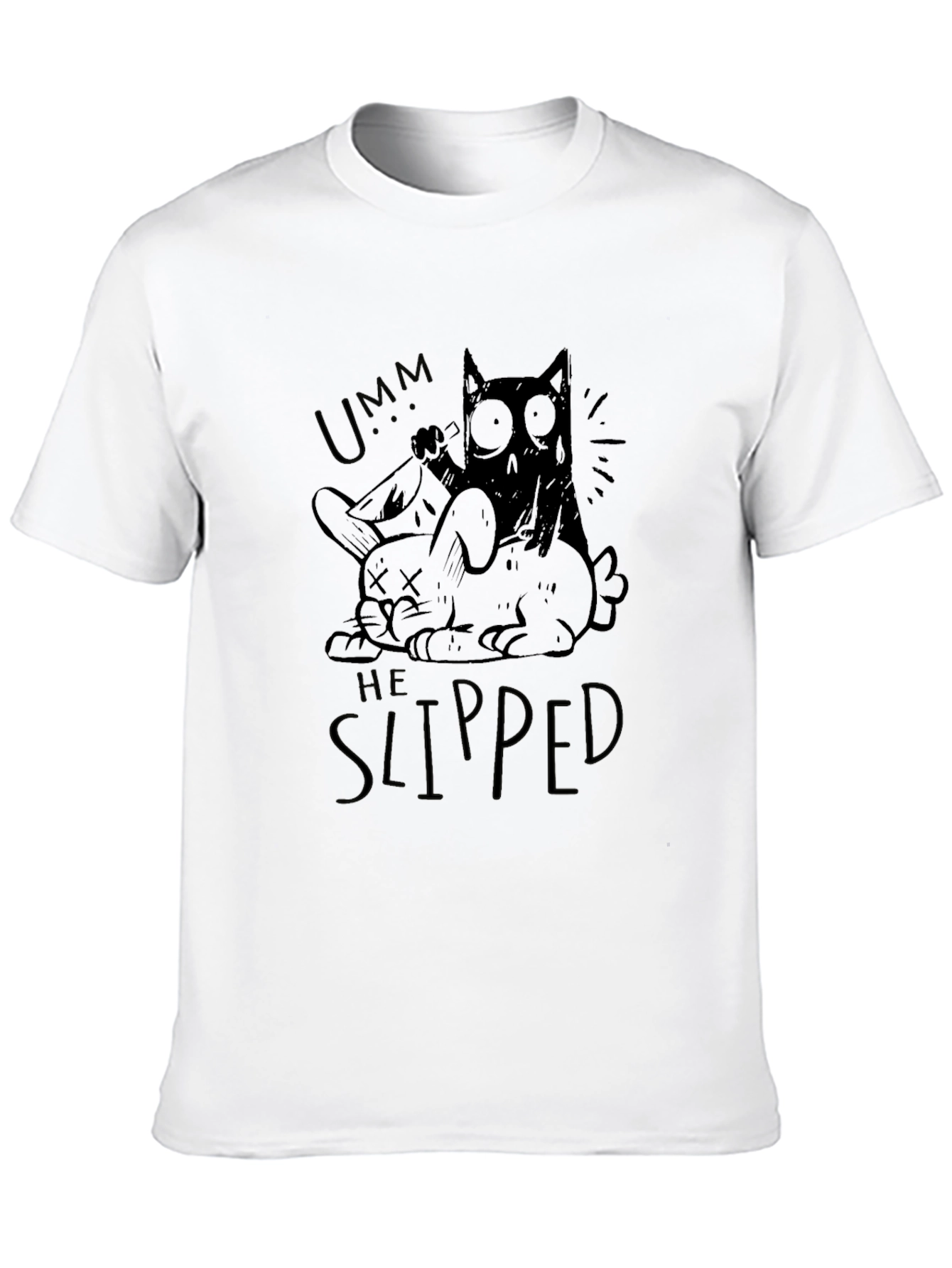 Black Umm He Slipped Graphic Tee - Black Cotton T-Shirt view 10