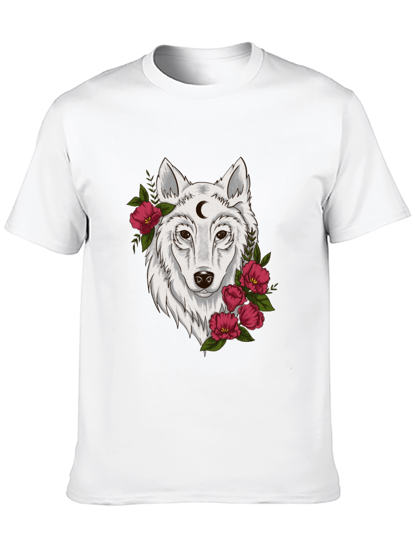 Black Wolf Moon & Flower Graphic T-Shirt - Mens view 10