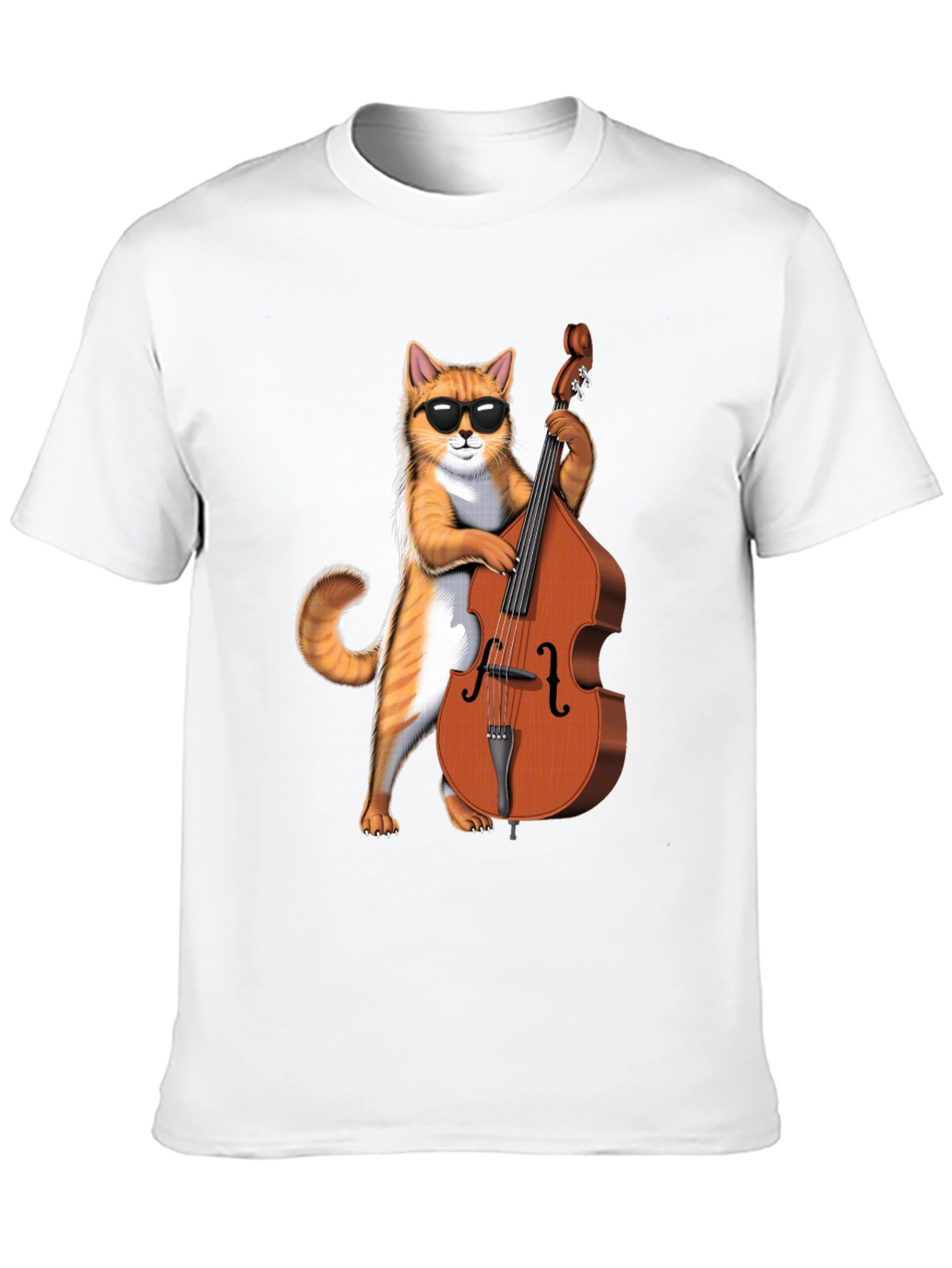 Black Cool Cat Bass Player Graphic Tee - Black Cotton view 10